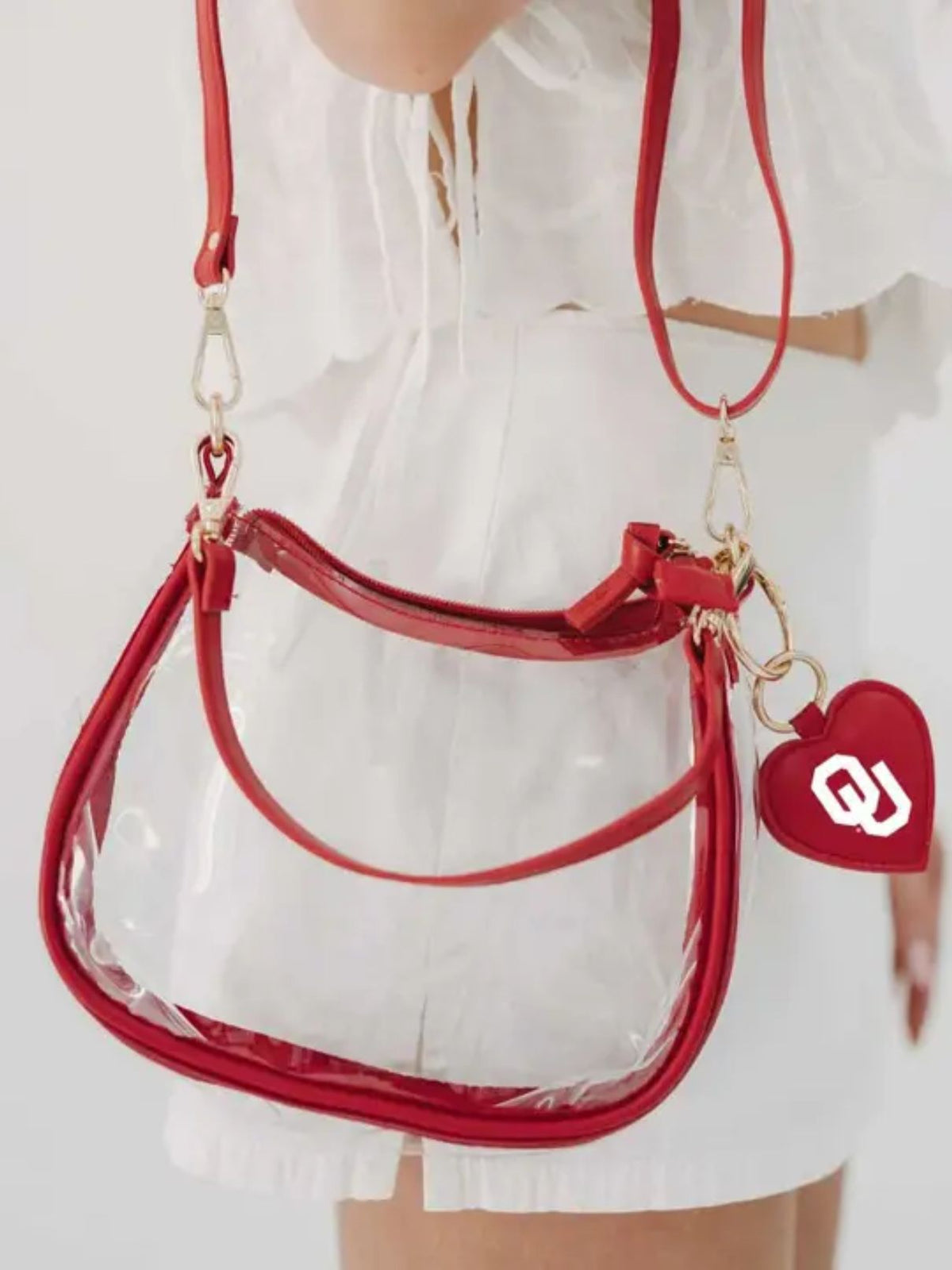 Oklahoma Sooners Clear Purse with Heart Charm