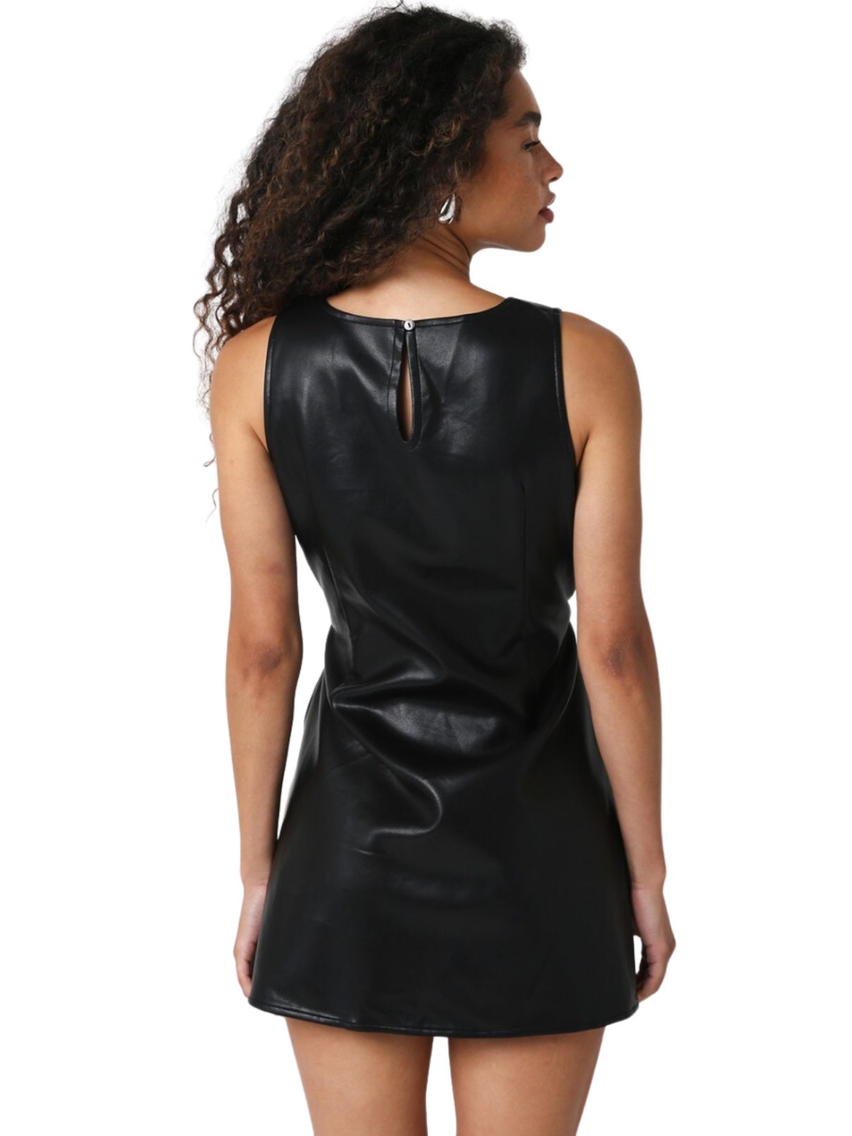 Olivaceous Vegan Leather Dress in Black