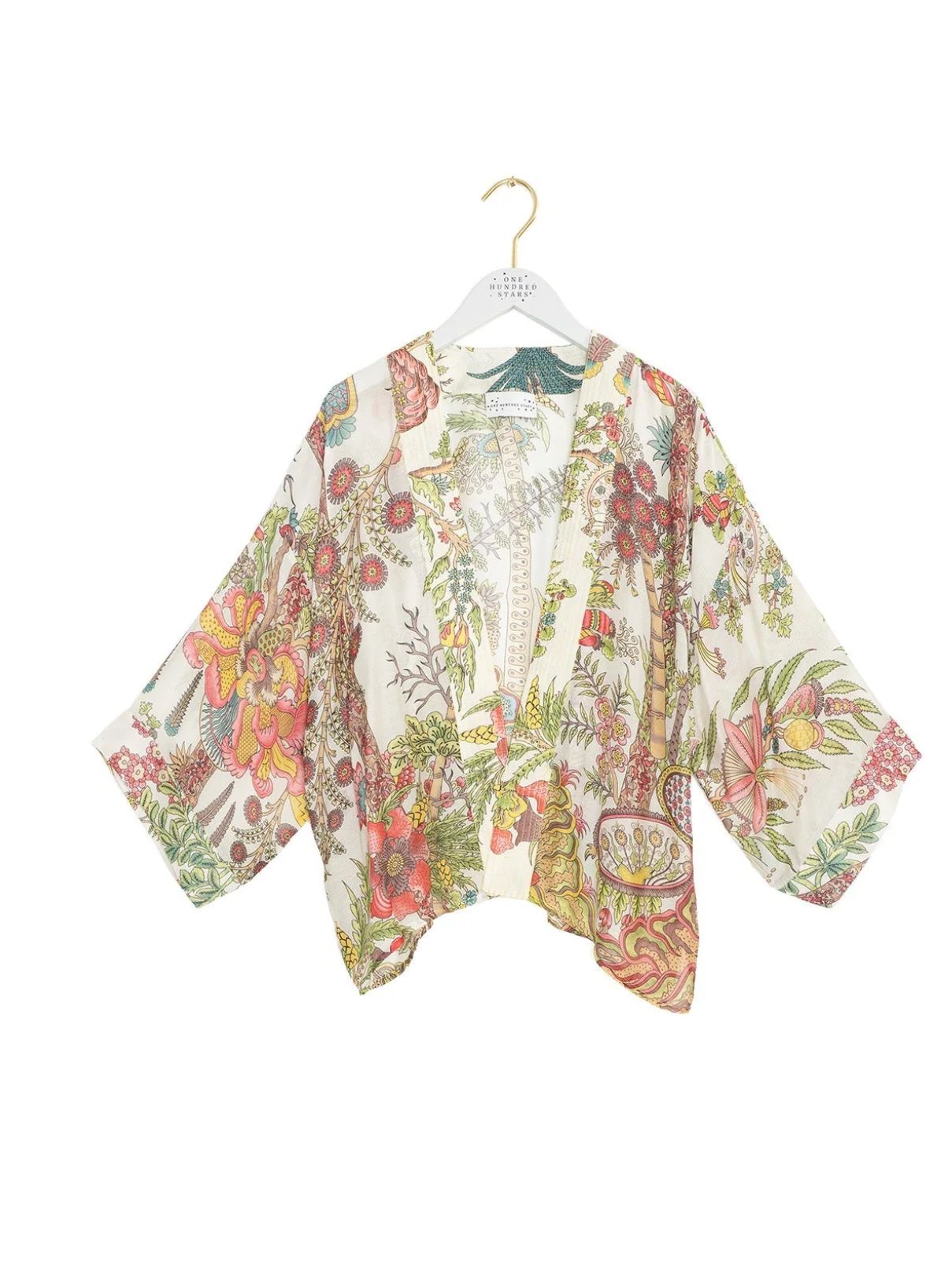 One Hundred Stars Boho Garden Kimono Ecru