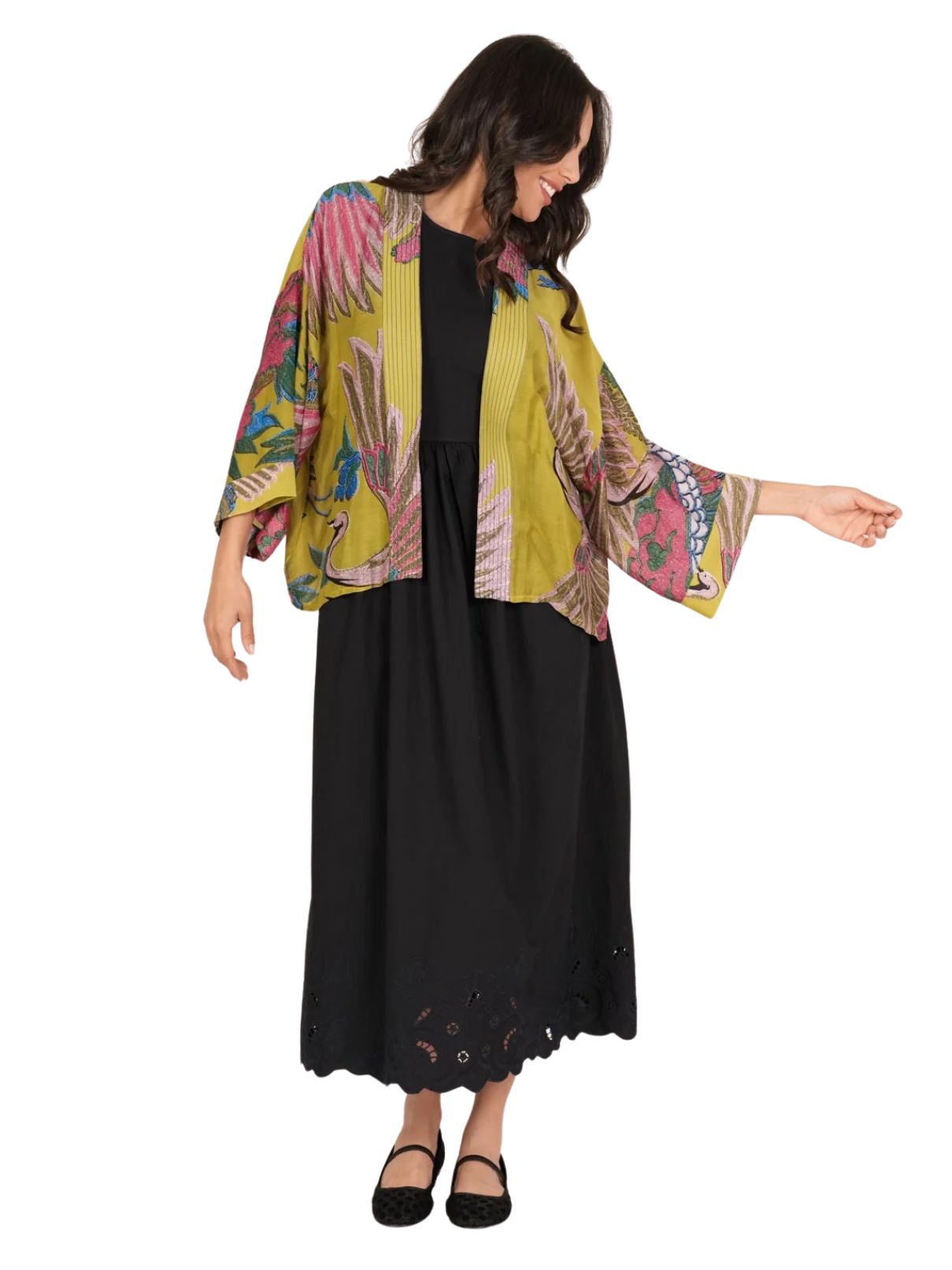 One Hundred Stars Crane Kimono Olive