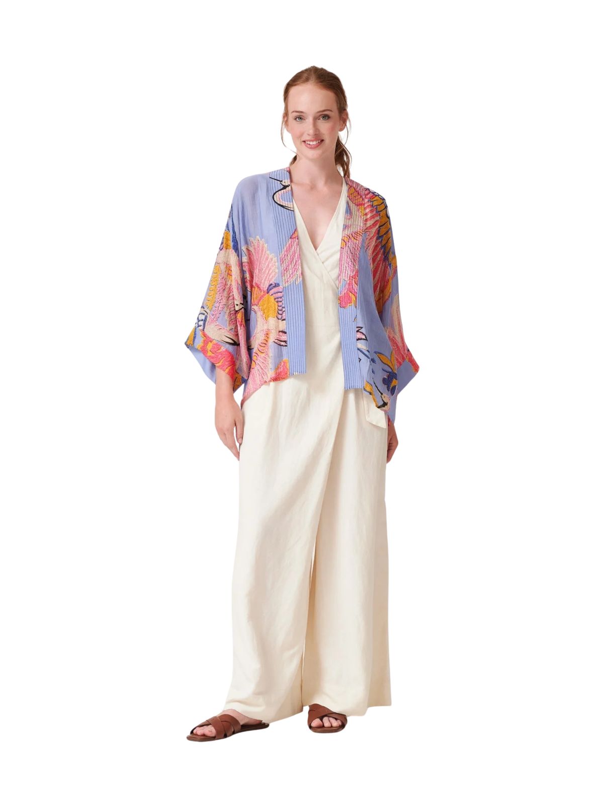 One Hundred Stars Crane Kimono in Periwinkle