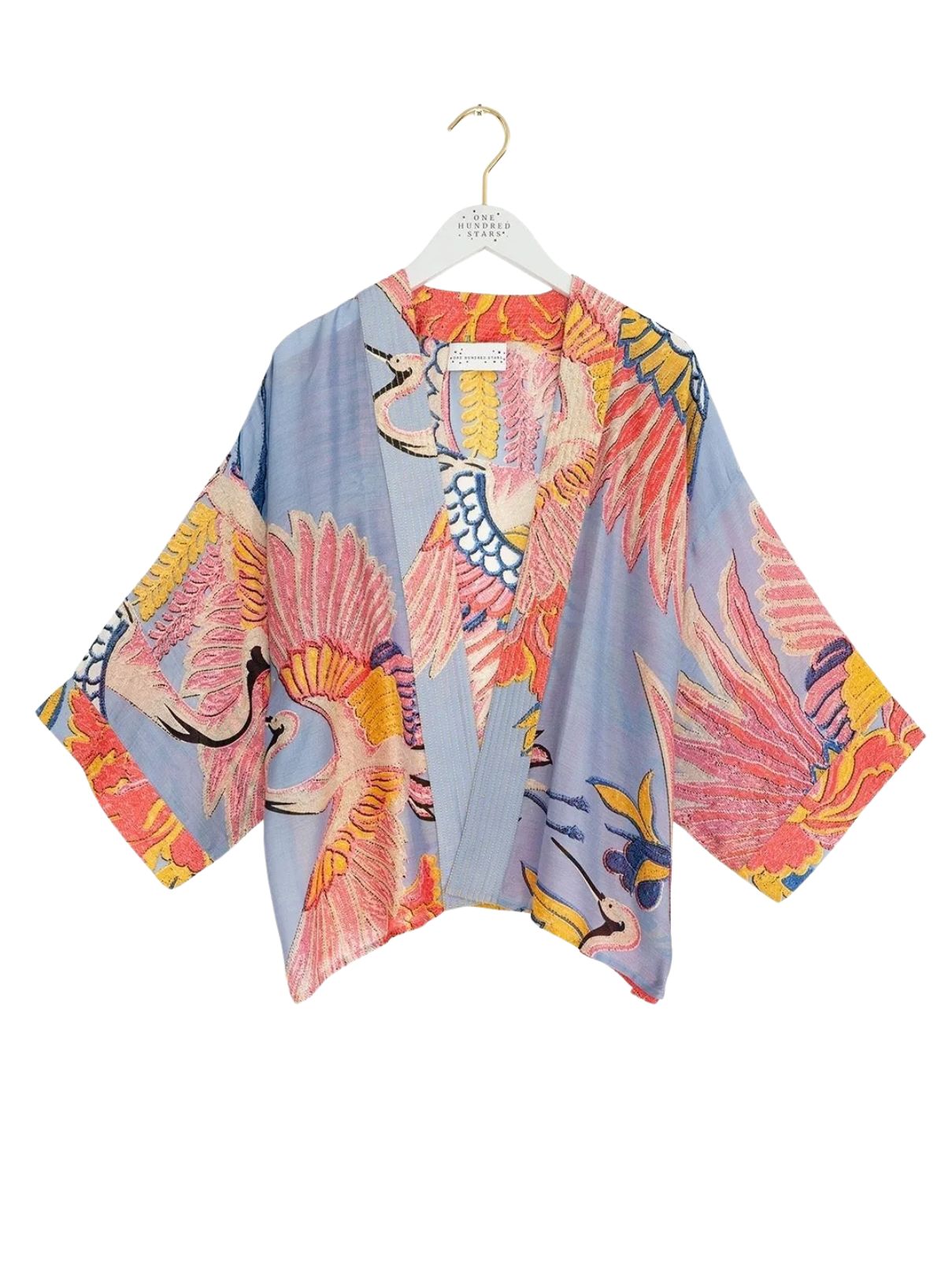 One Hundred Stars Crane Kimono in Periwinkle