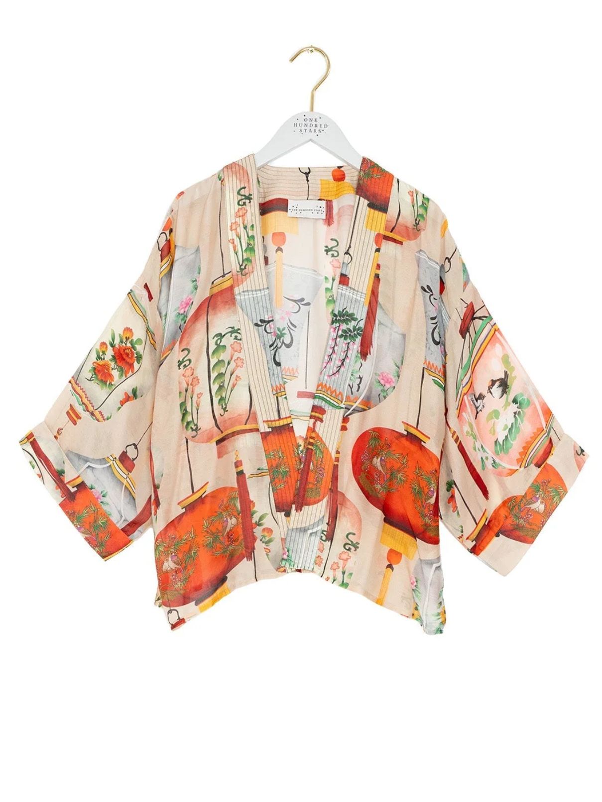 One Hundred Stars Lanterns Kimono Red