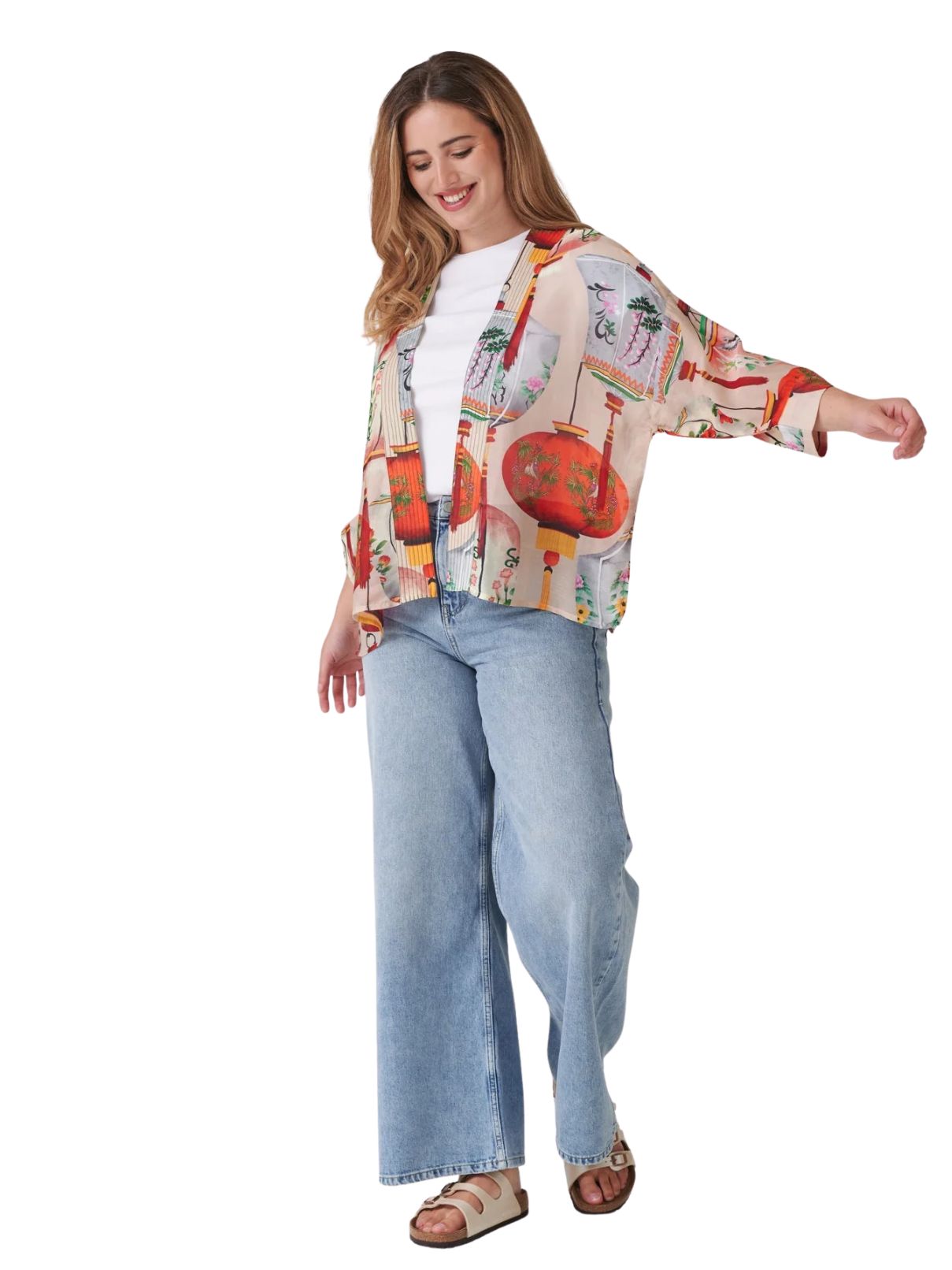 One Hundred Stars Lanterns Kimono Red