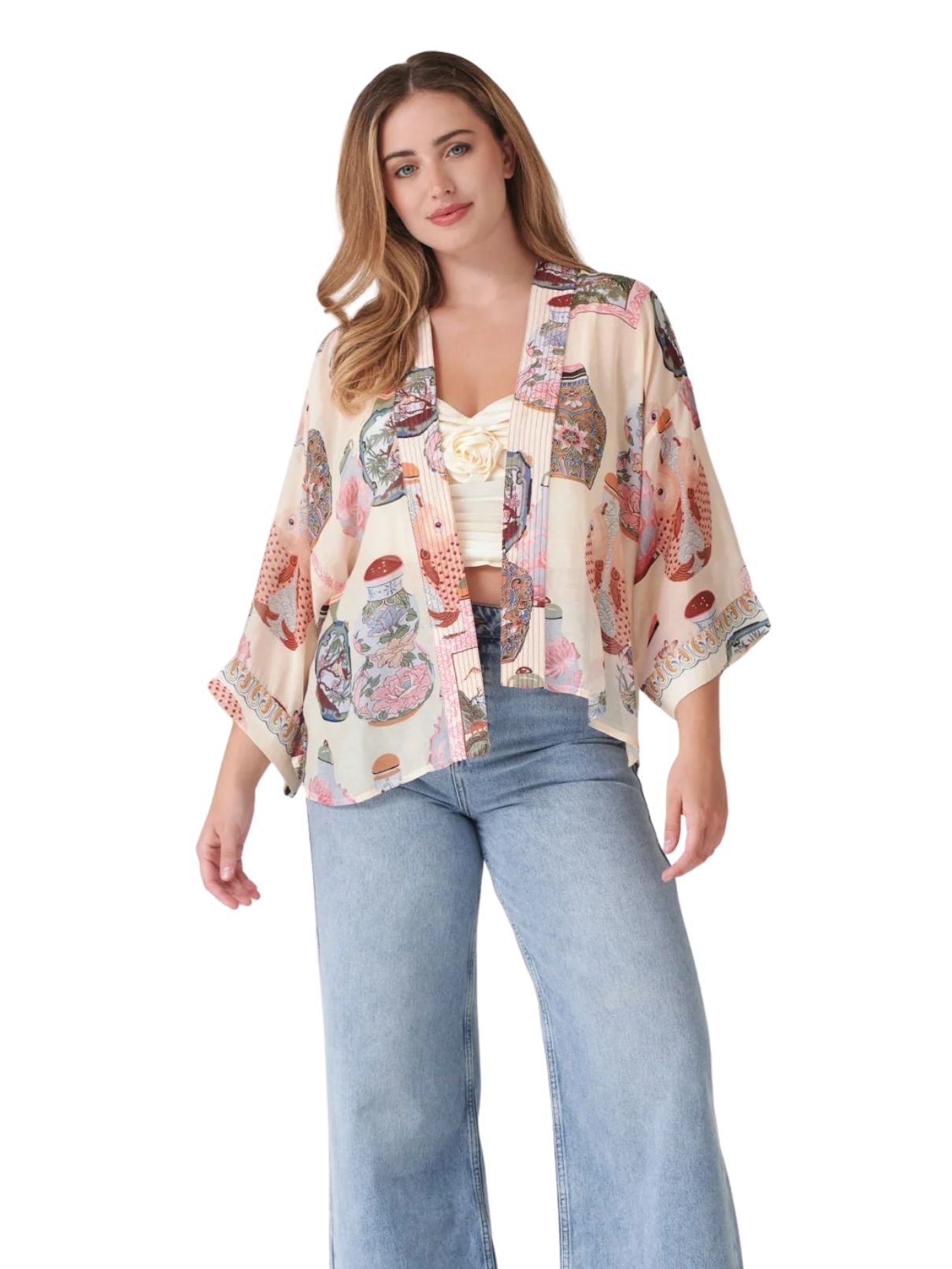 One Hundred Stars Perfume Bottles Kimono in Blush