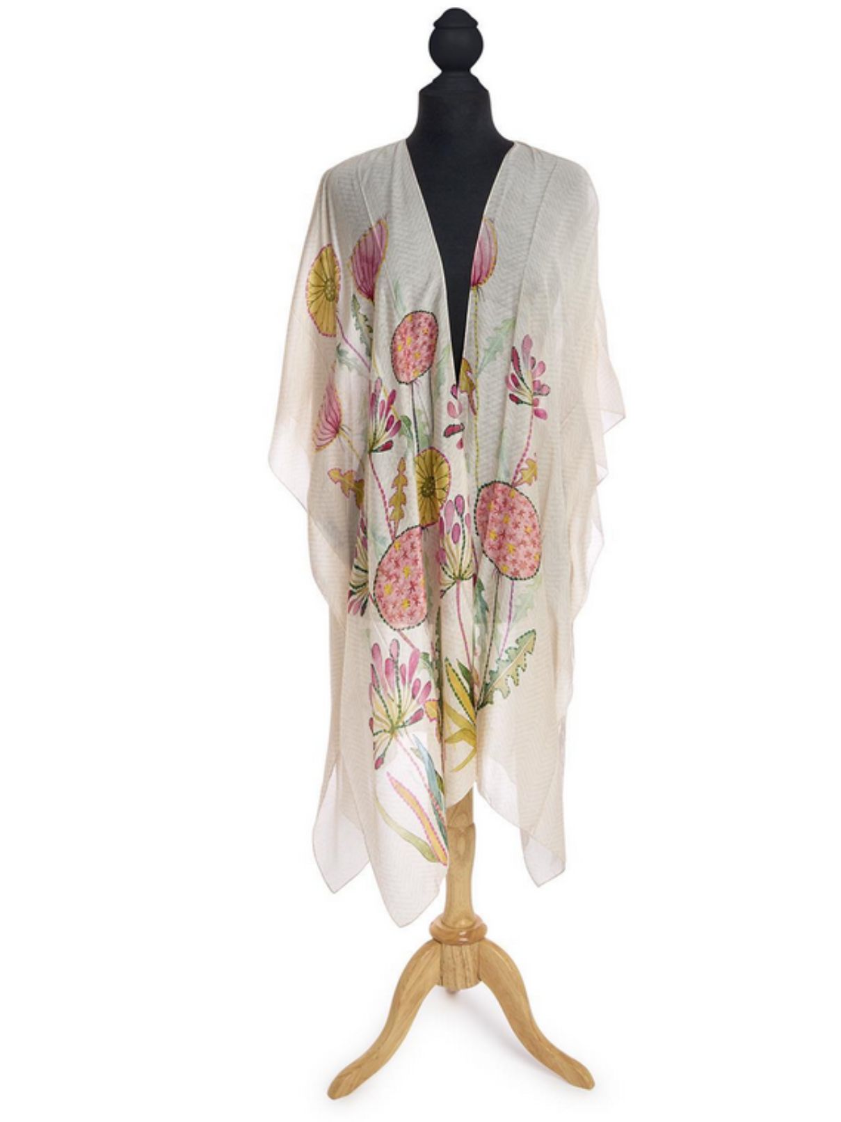 One Hundred Stars Pop Flowers Long Kimono in Pink