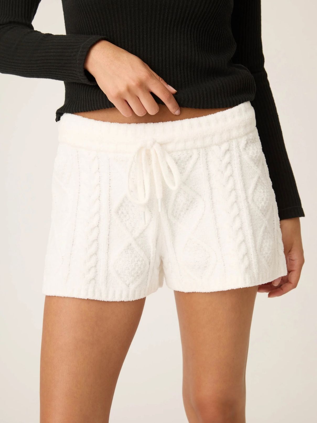 PJ Salvage Cozy Chenille Cable Knit Short in Ivory