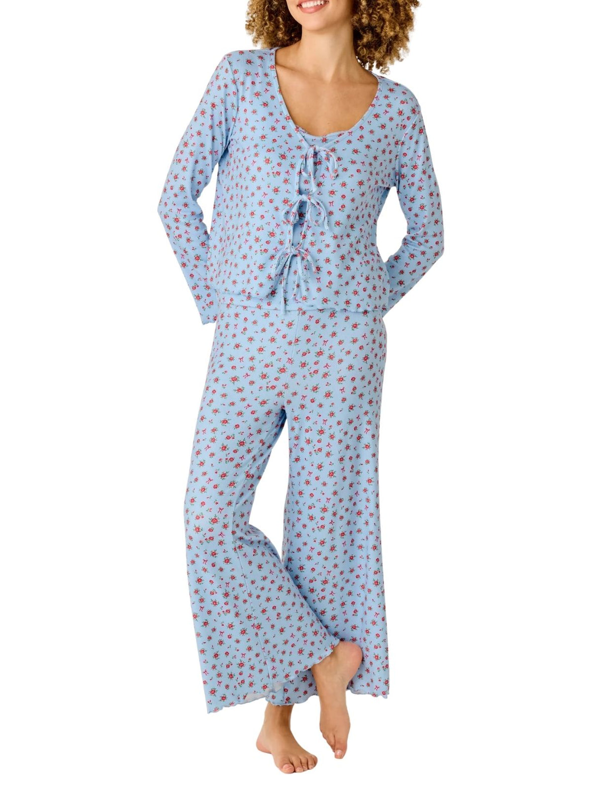 PJ Salvage Festive Florals Pajama Set in Blue Floral