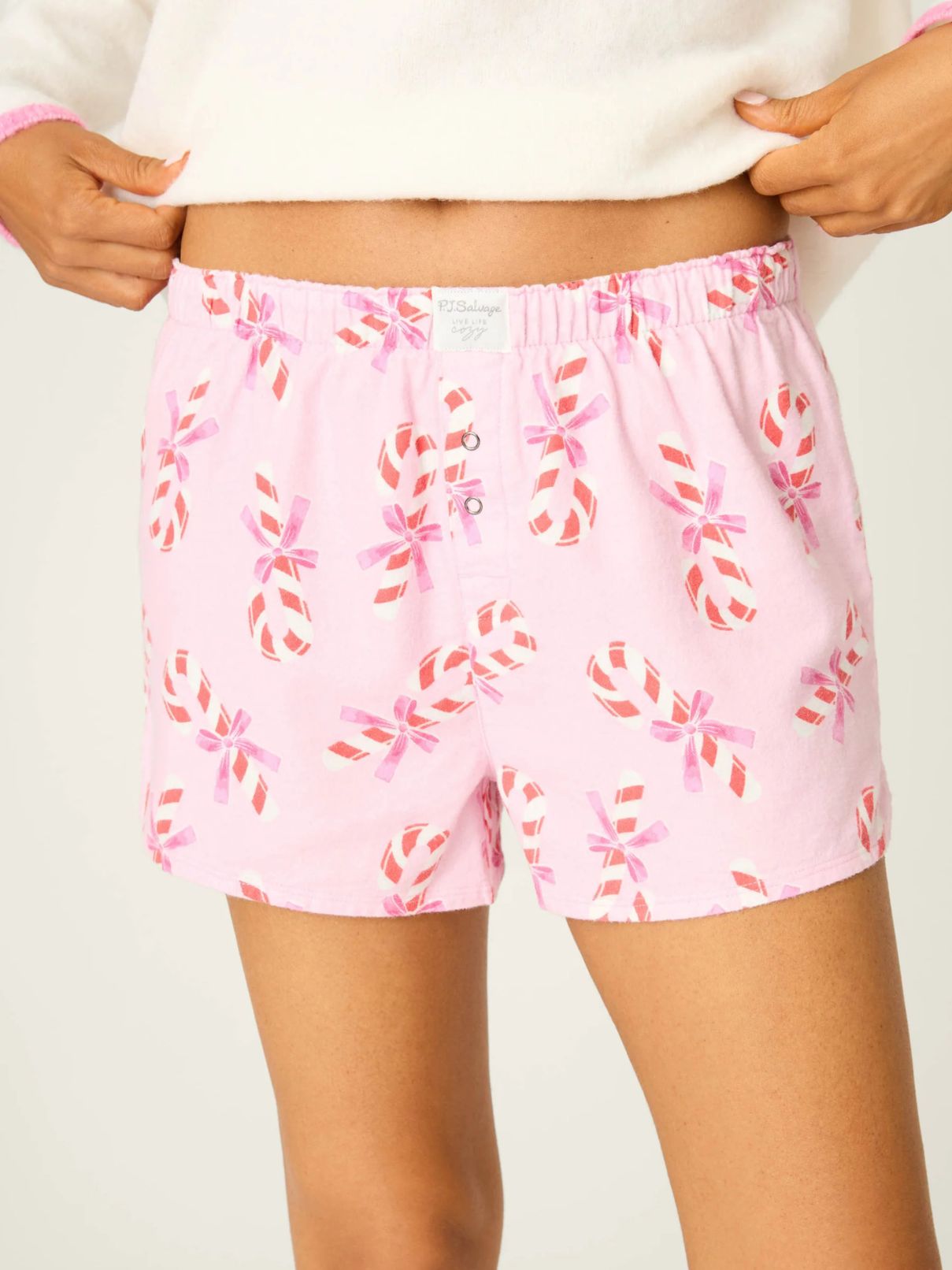 PJ Salvage Flannel Shorts in Baby Pink