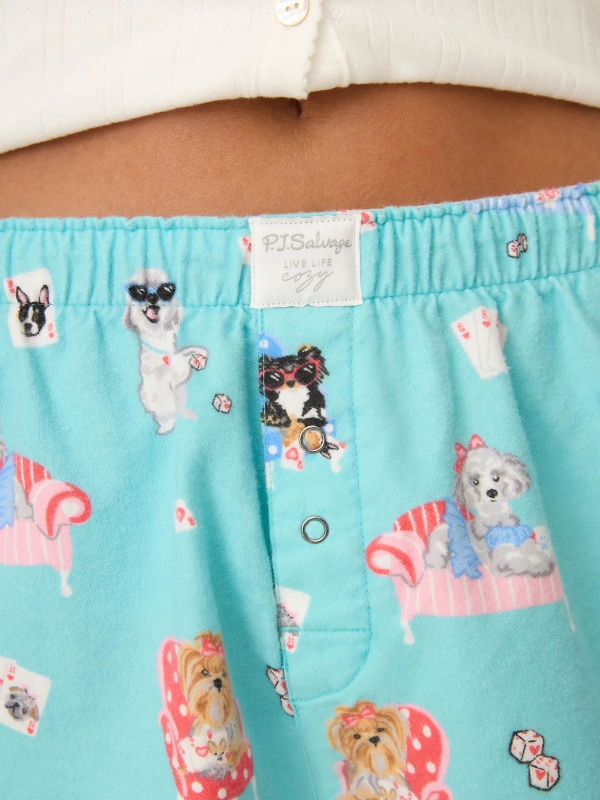 PJ Salvage Flannel Shorts in Turquoise
