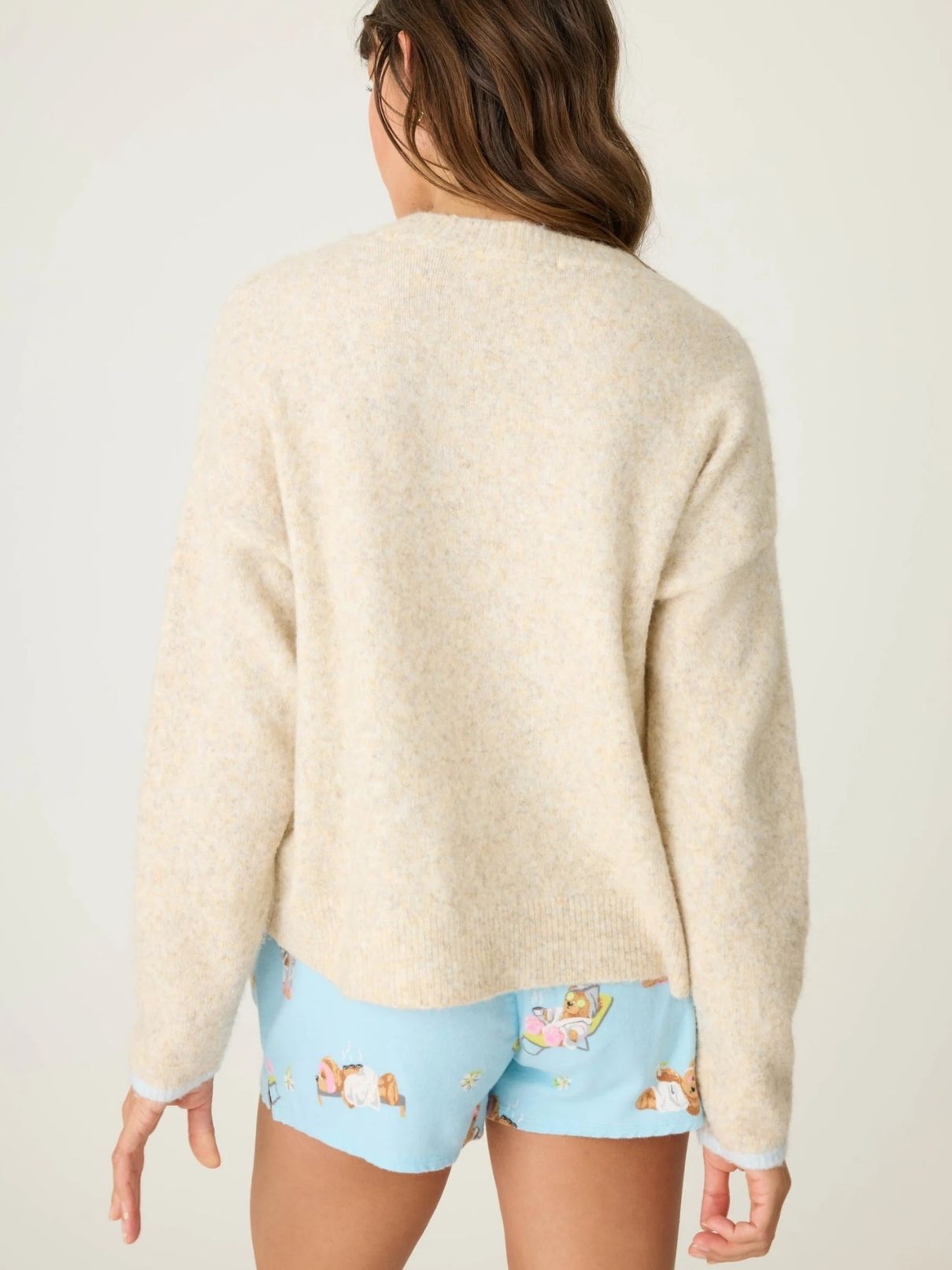 PJ Salvage L/S Flannel Bear Sweater in Oatmeal