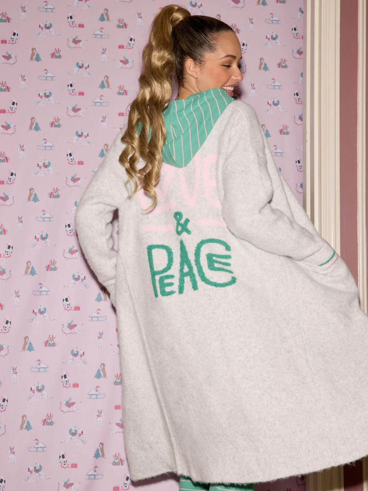 PJ Salvage Love & Peace Snuggle Cardigan in Heather Cloud