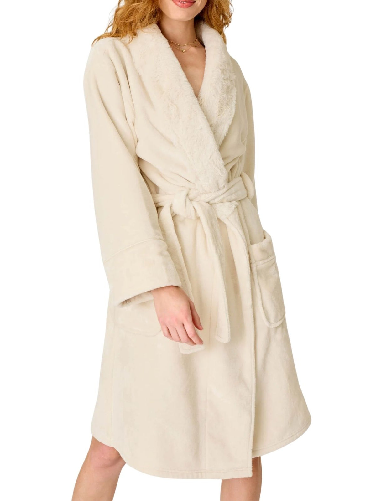 PJ Salvage Luxe Plush Robe in Natural