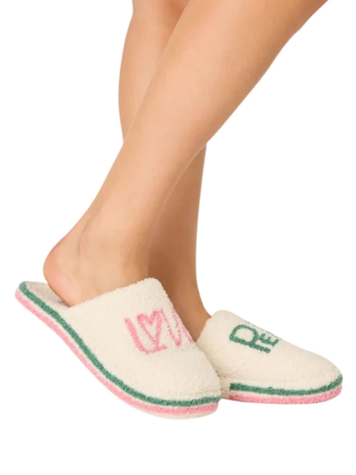 PJ Salvage Peace & Pawlidays Slippers in Ivory
