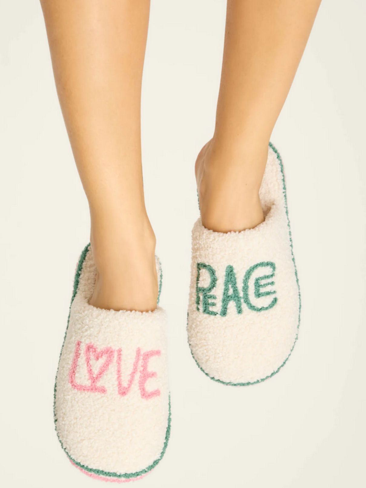 PJ Salvage Peace & Pawlidays Slippers in Ivory