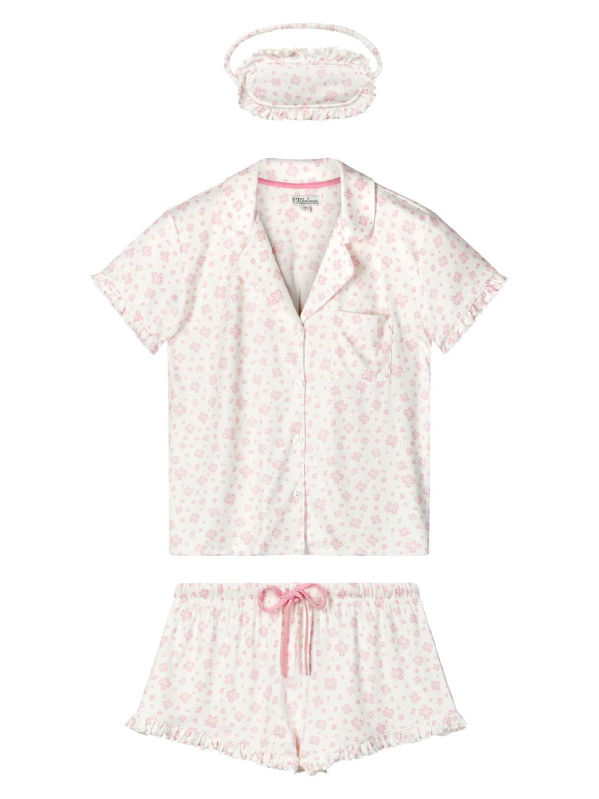 PJ Salvage Pretty Petals Jersey Short Pajama Set & Eye Mask