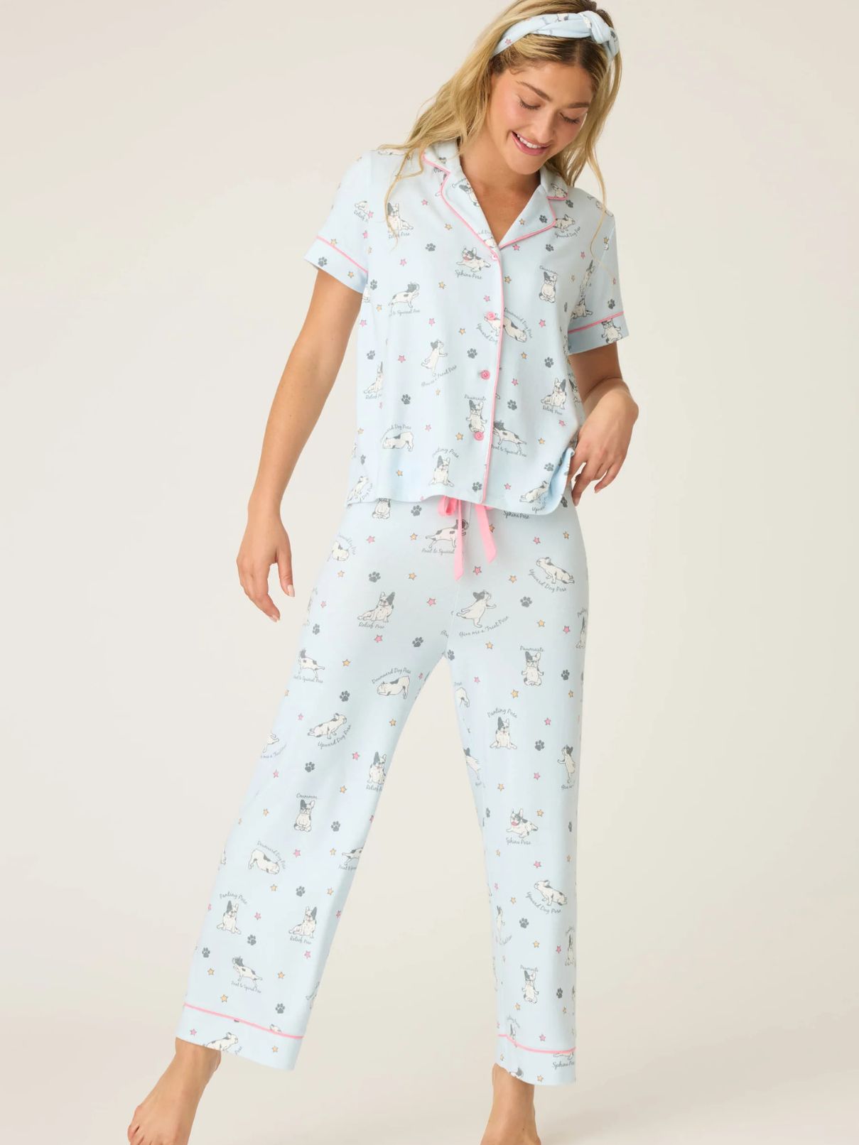 PJ Salvage Set Paws And Breathe in Blue Mist