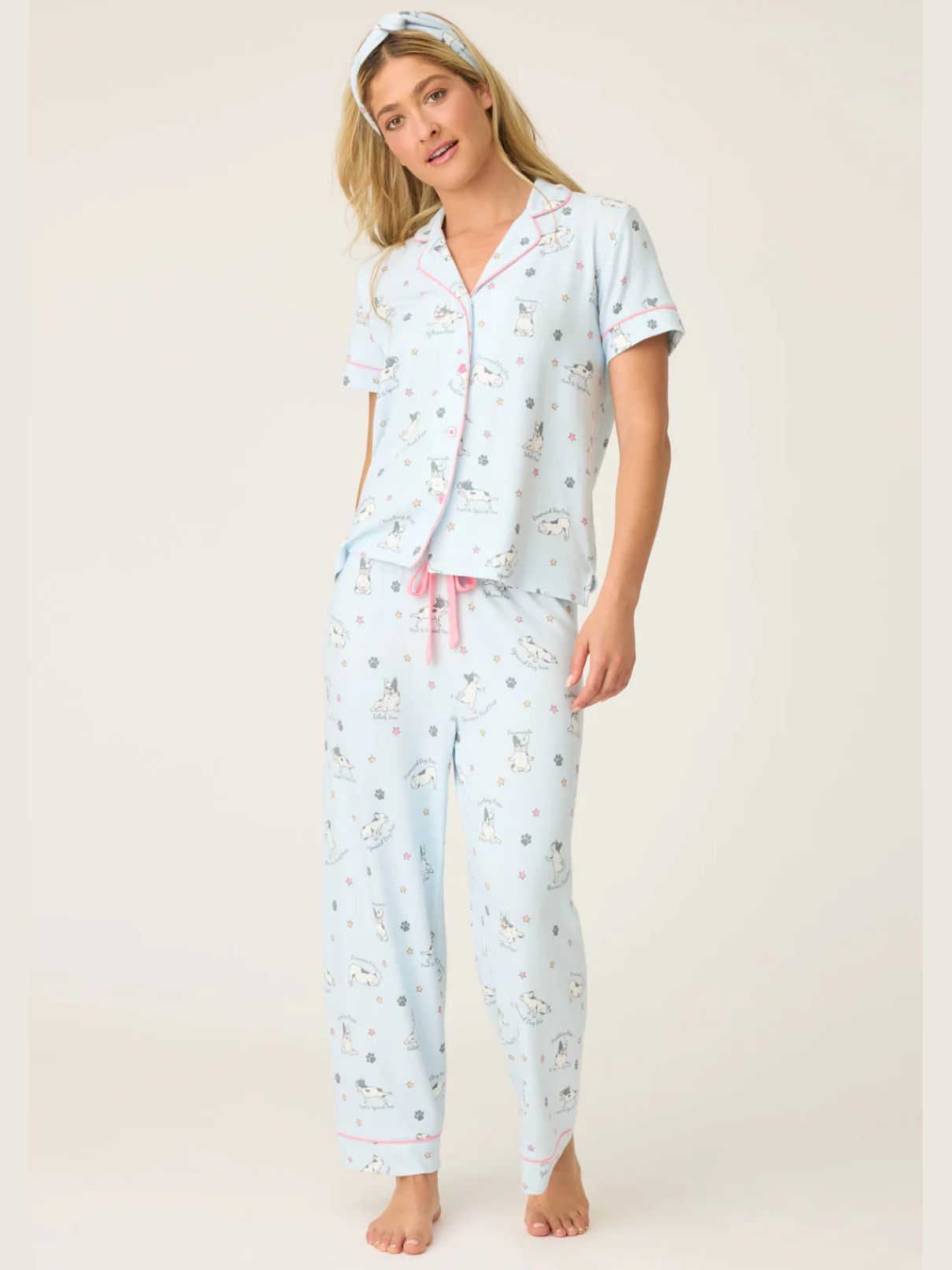 PJ Salvage Set Paws And Breathe in Blue Mist
