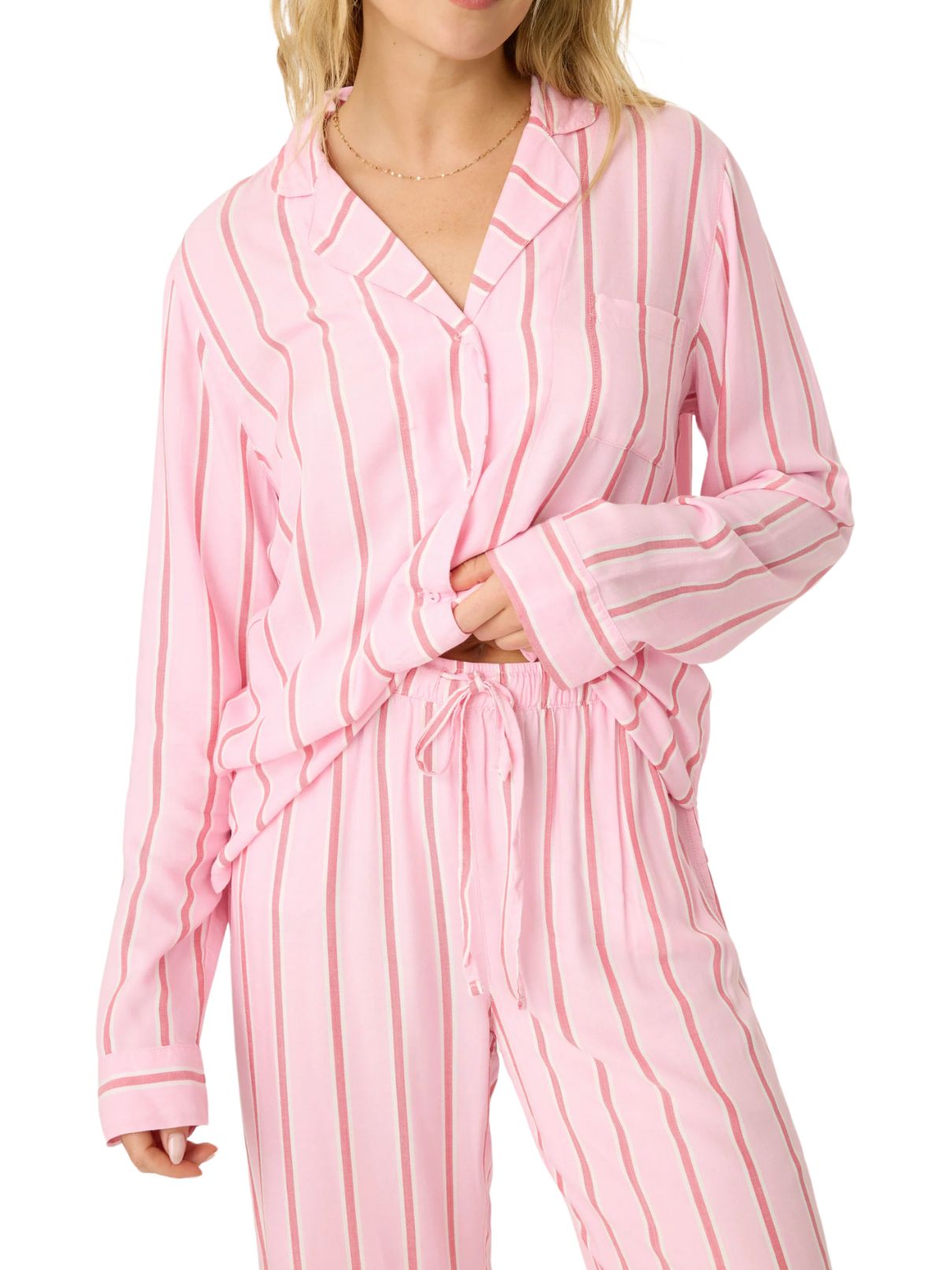 PJ Salvage Stripe Hype PJ Set in Candy Pink