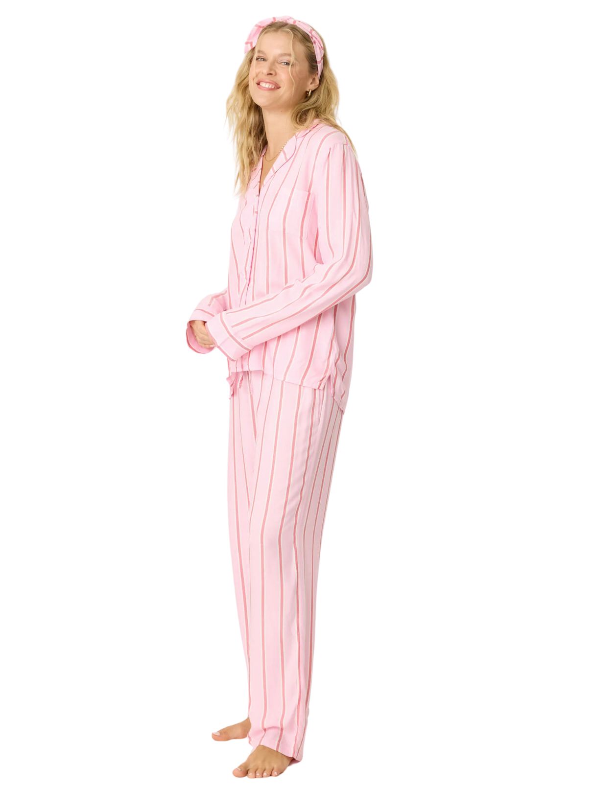 PJ Salvage Stripe Hype PJ Set in Candy Pink