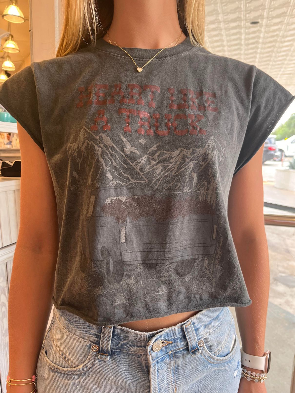 People of Leisure Lainey Wilson Heart Like A Truck Crop Tee