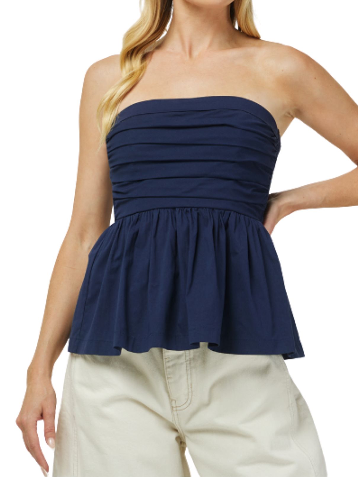 Peplum Tube Top in Ink