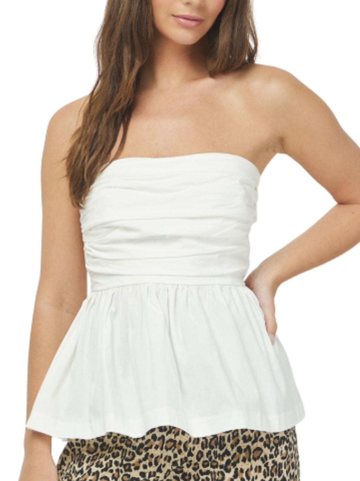 Peplum Tube Top in Off White
