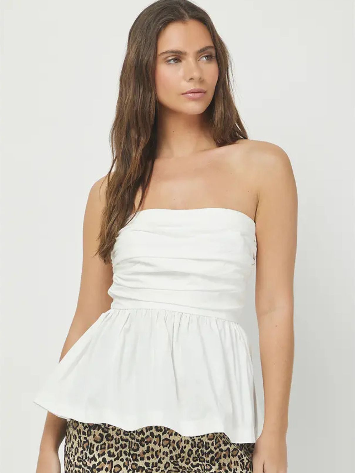 Peplum Tube Top in Off White