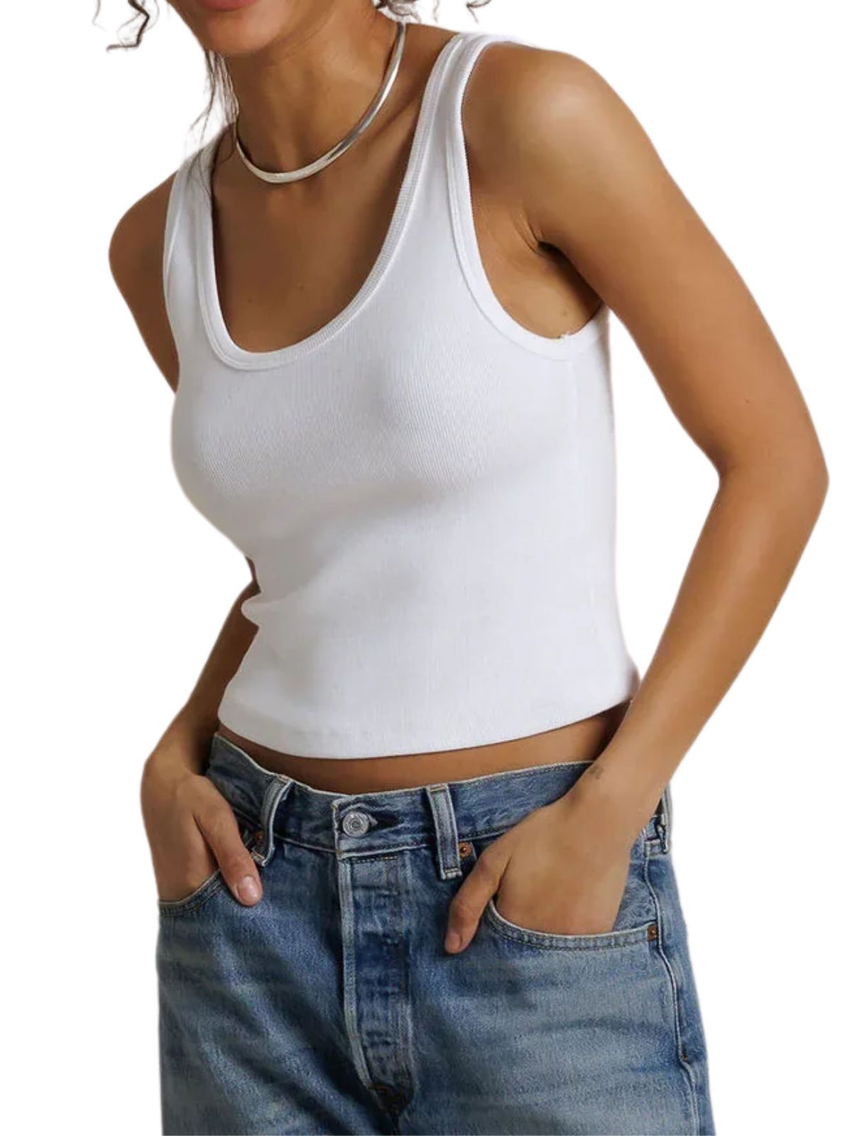 Perfect White Tee Blondie Ribbed Tank Top in White