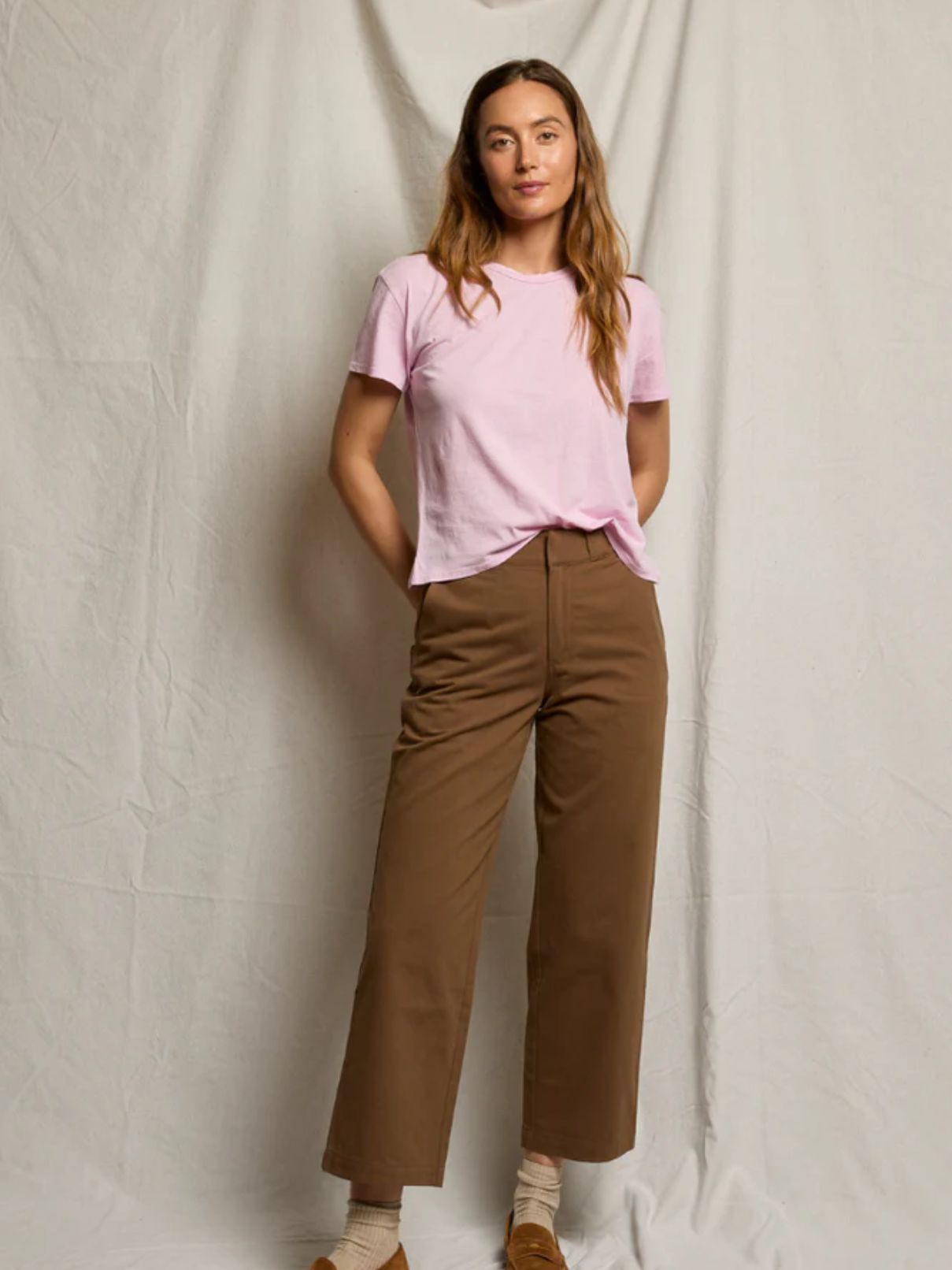 Perfect White Tee Harley Boxy Crew in Sugar Pink