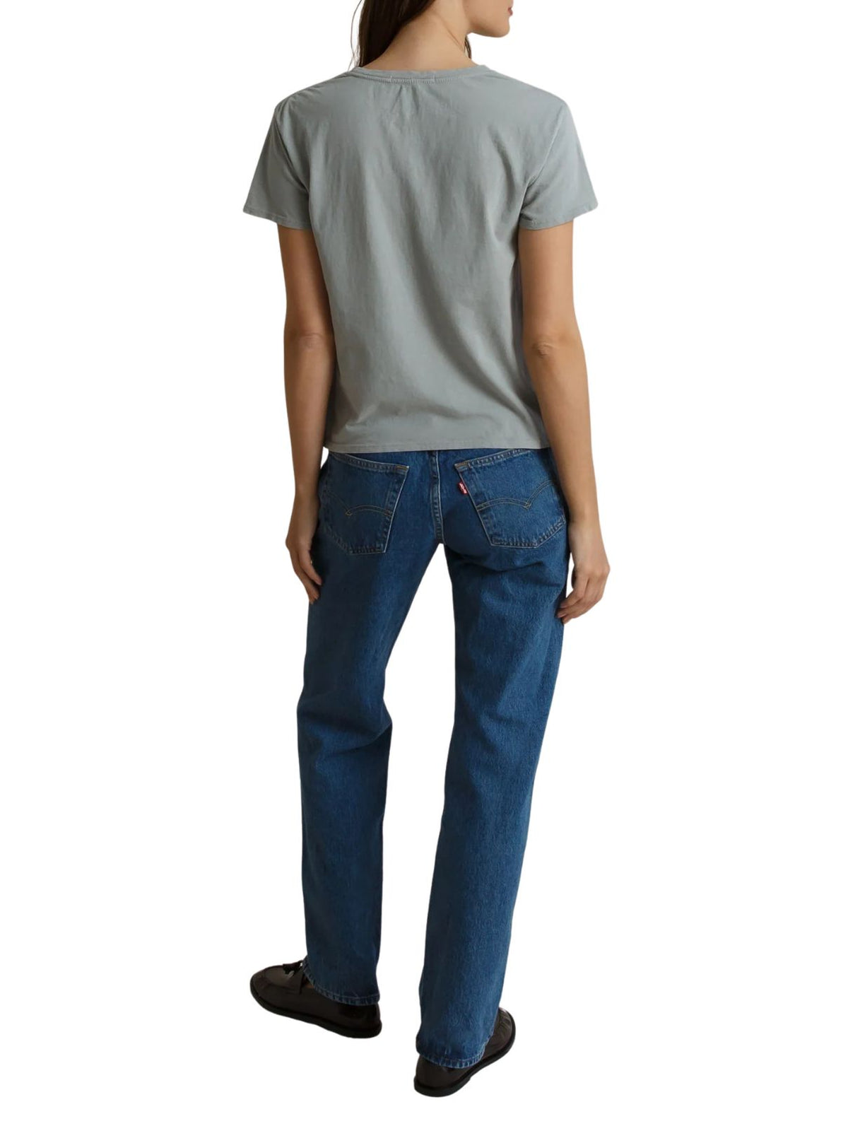 Perfect White Tee Harley Boxy Crewneck Cotton T-Shirt in Griffin Grey