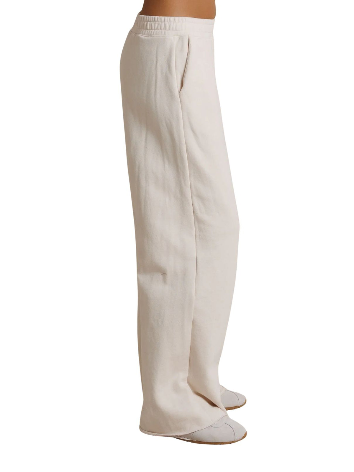Perfect White Tee Leni Straight Leg French Terry Pants in Sugar