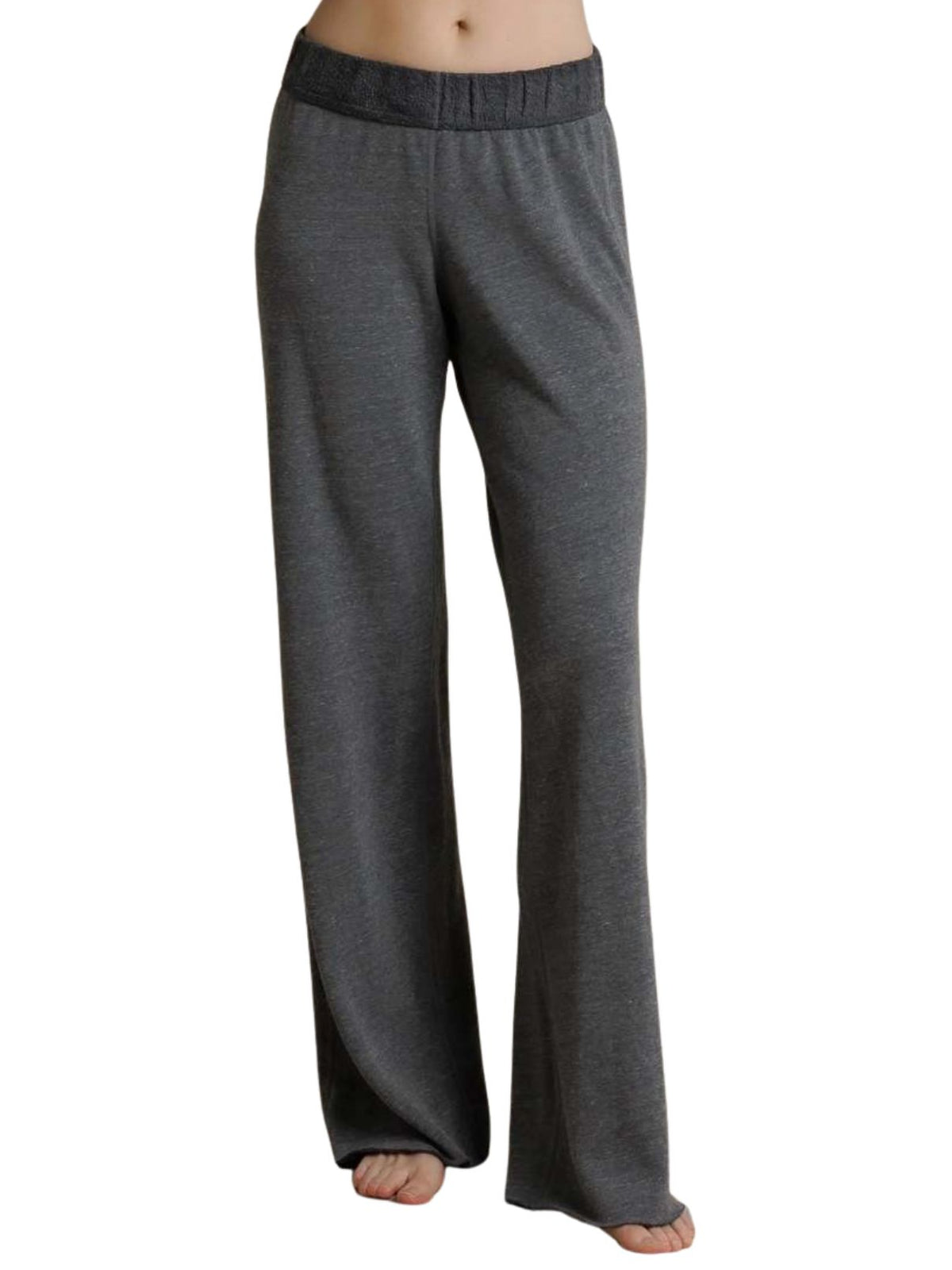 Perfect White Tee Marley Fleece Wide Leg Sweatpant in Dark Heather Grey