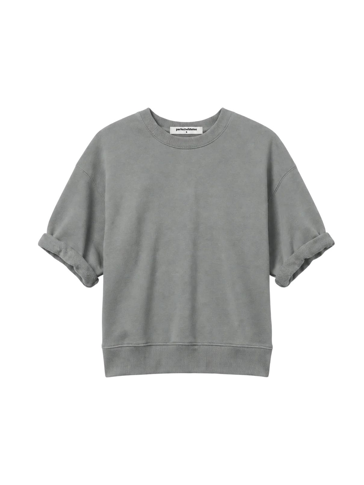 Perfect White Tee Rebecca 3/4 Puff Sleeve Sweatshirt in Griffin Grey