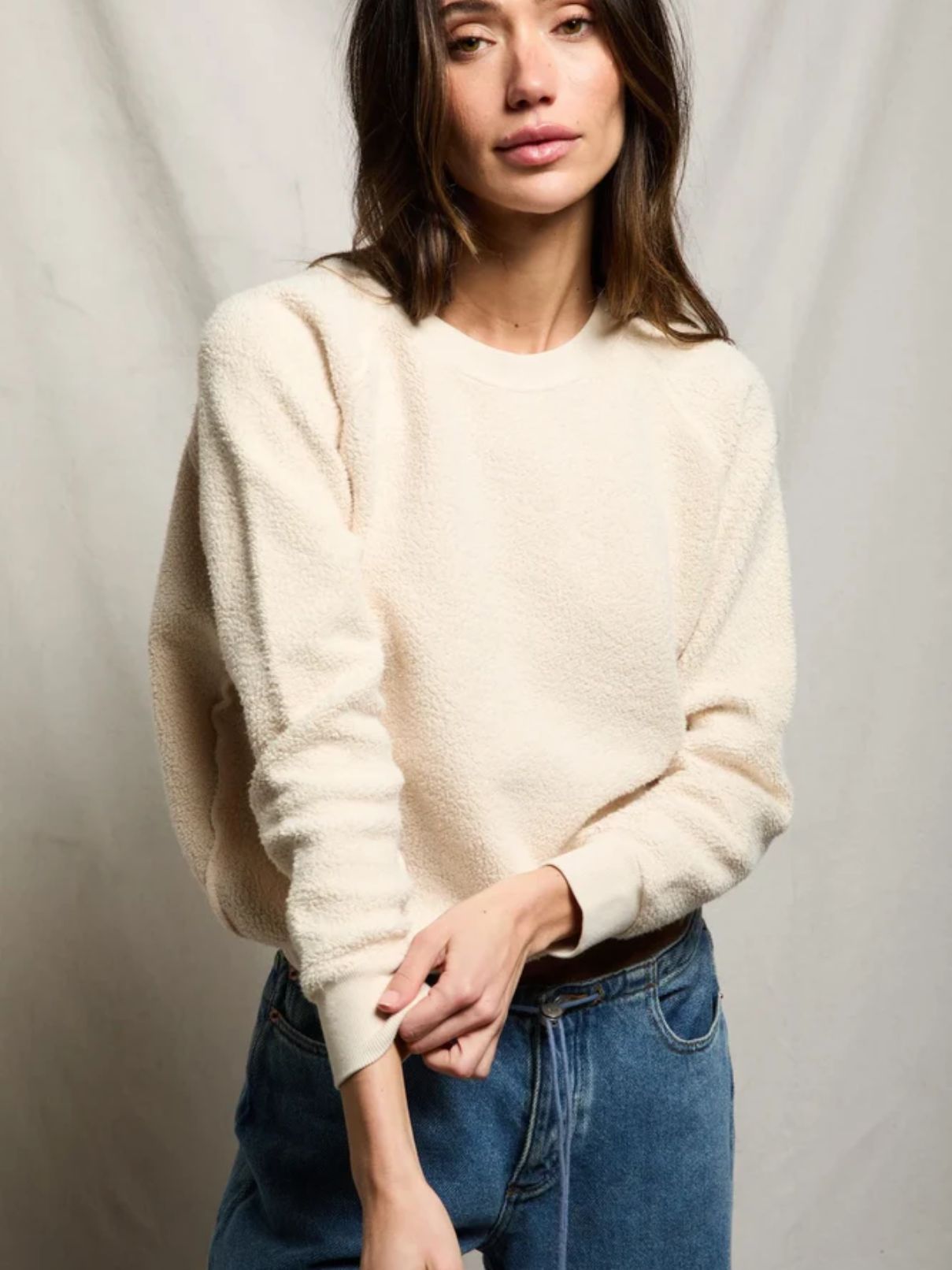 Perfect White Tee Ziggy Inside Out Fleece in Sugar