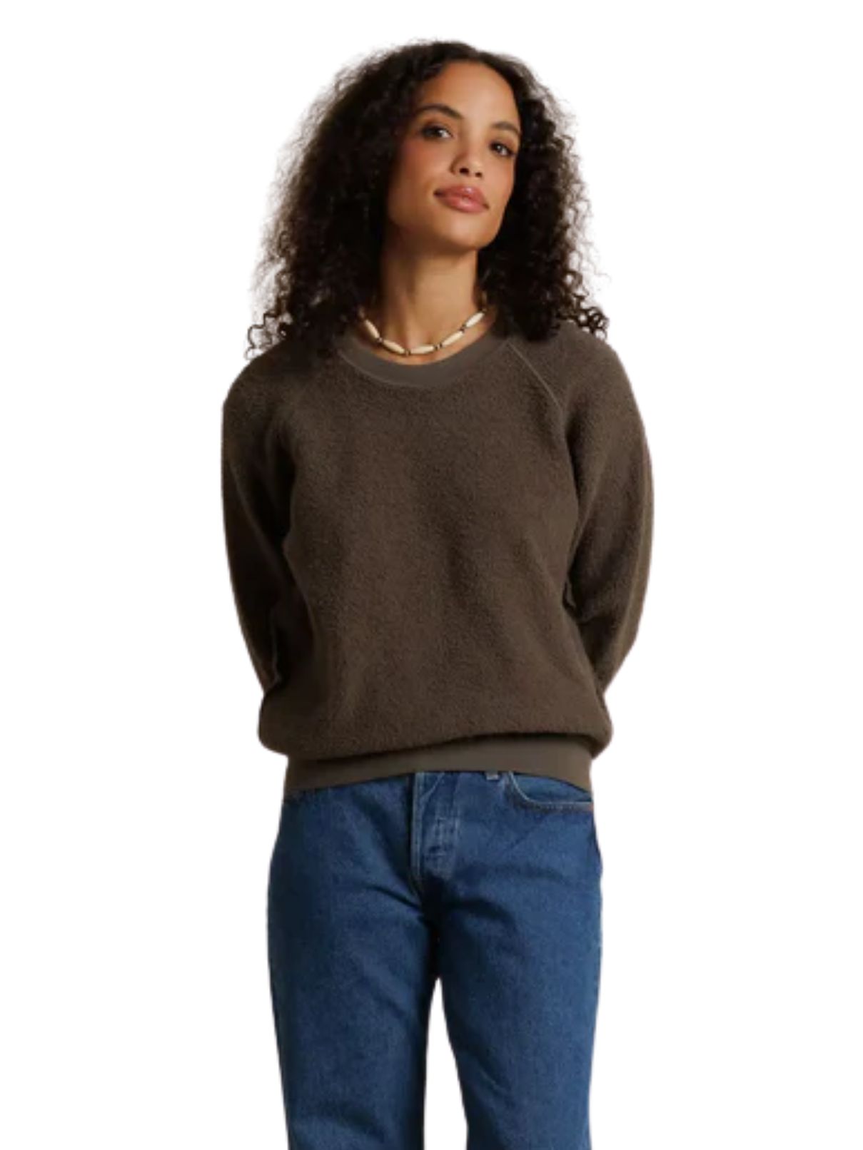 Perfect White Tee Ziggy Reverse Fleece Crew Neck Sweatshirt – Dark Olive