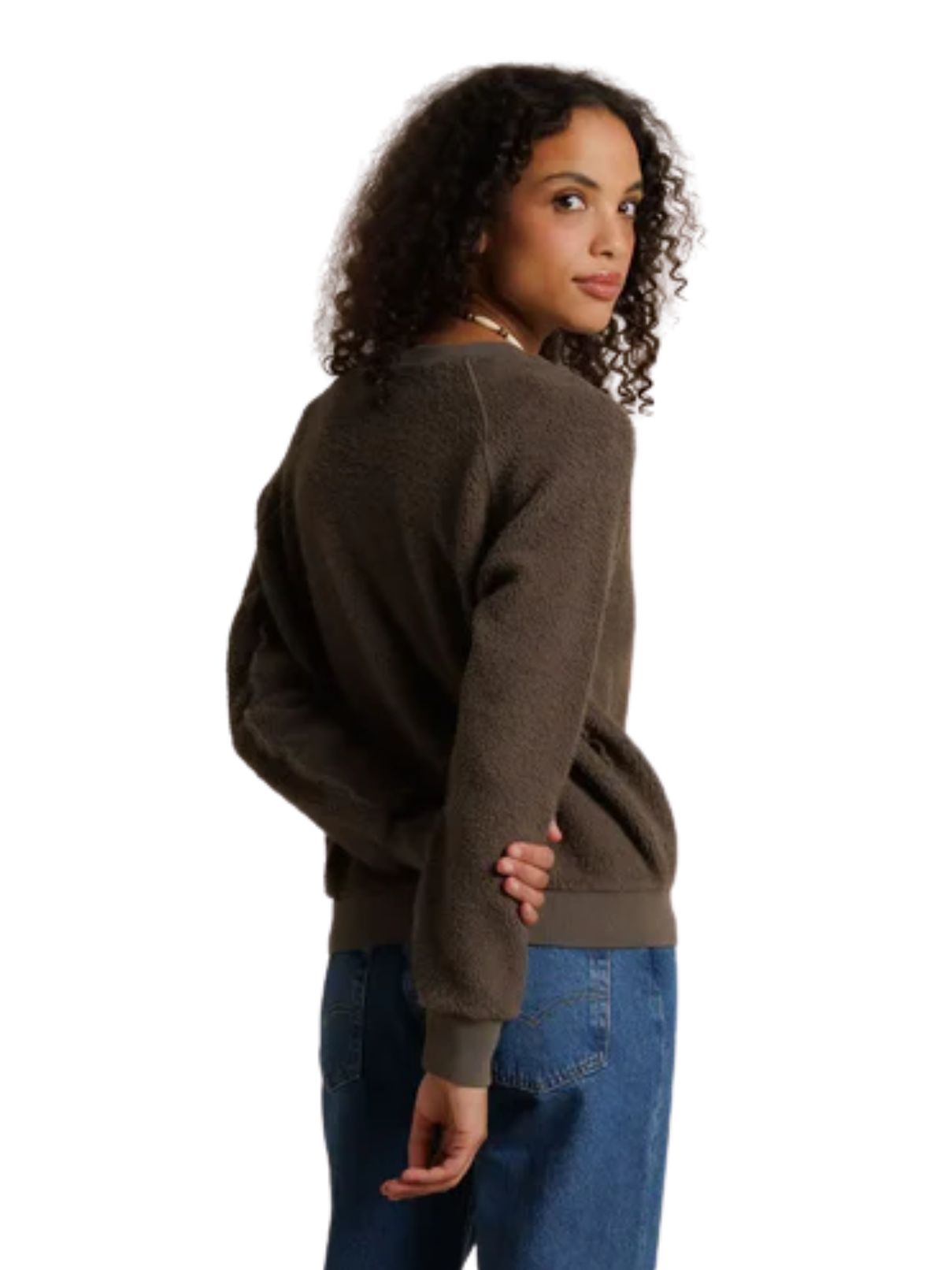 Perfect White Tee Ziggy Reverse Fleece Crew Neck Sweatshirt – Dark Olive
