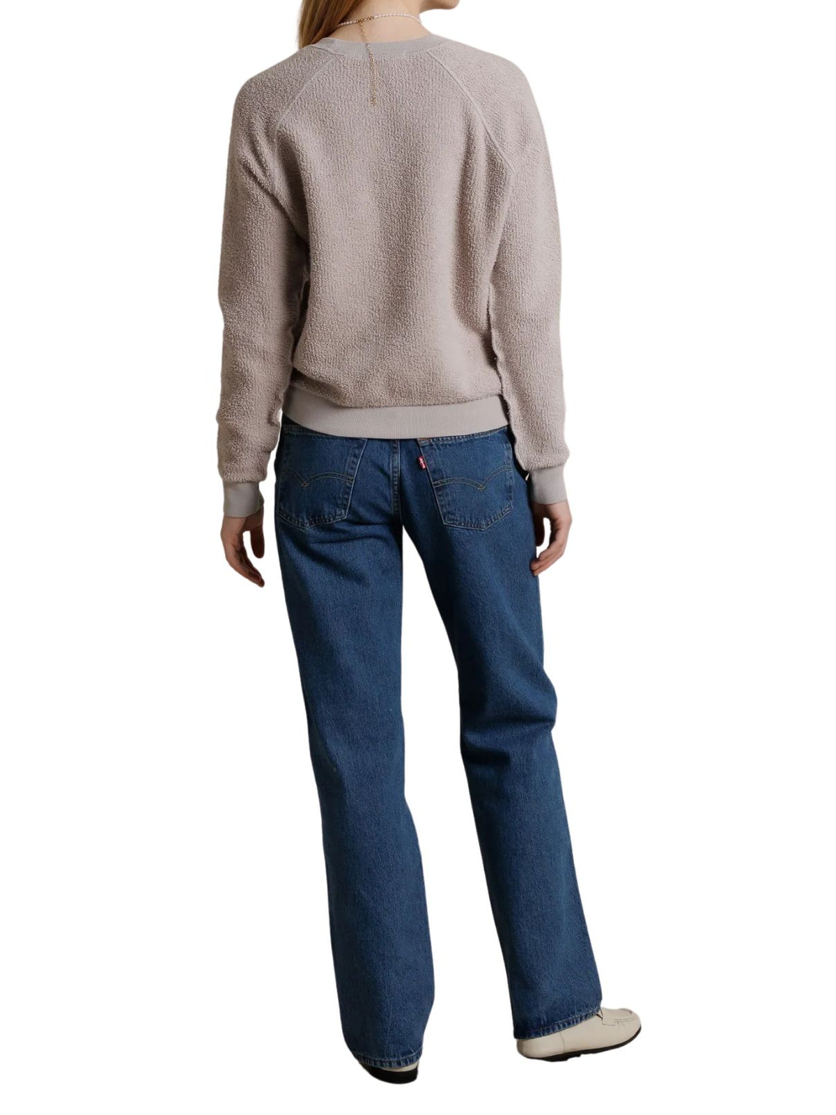 Perfect White Tee Ziggy Reverse Fleece Crew Neck Sweatshirt in Cloud Grey