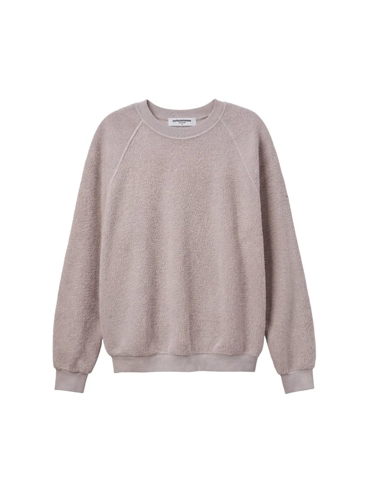 Perfect White Tee Ziggy Reverse Fleece Crew Neck Sweatshirt in Cloud Grey