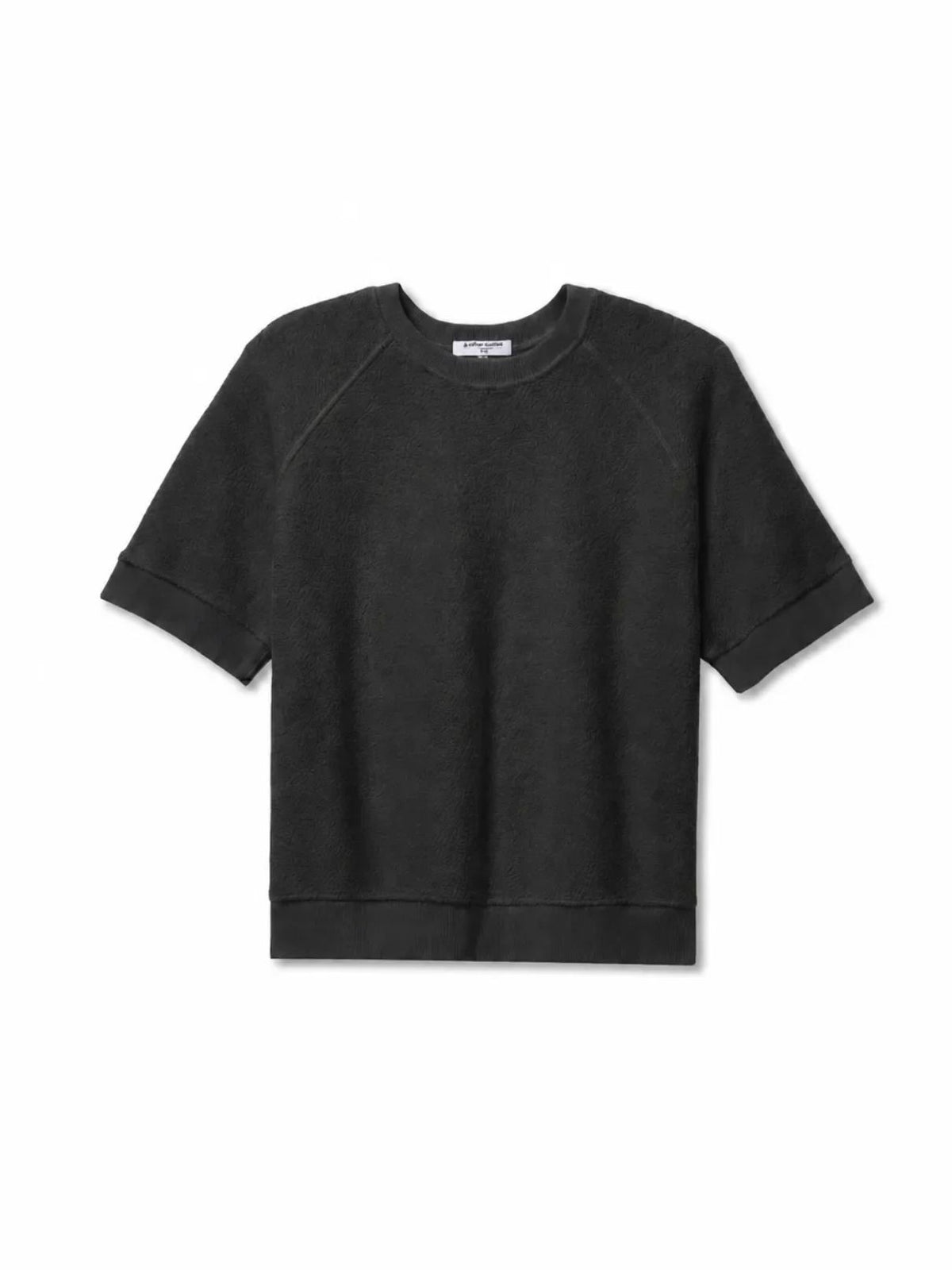 Perfect White Tee Ziggy Short Sleeve Reverse Fleece Sweatshirt in Vintage Black
