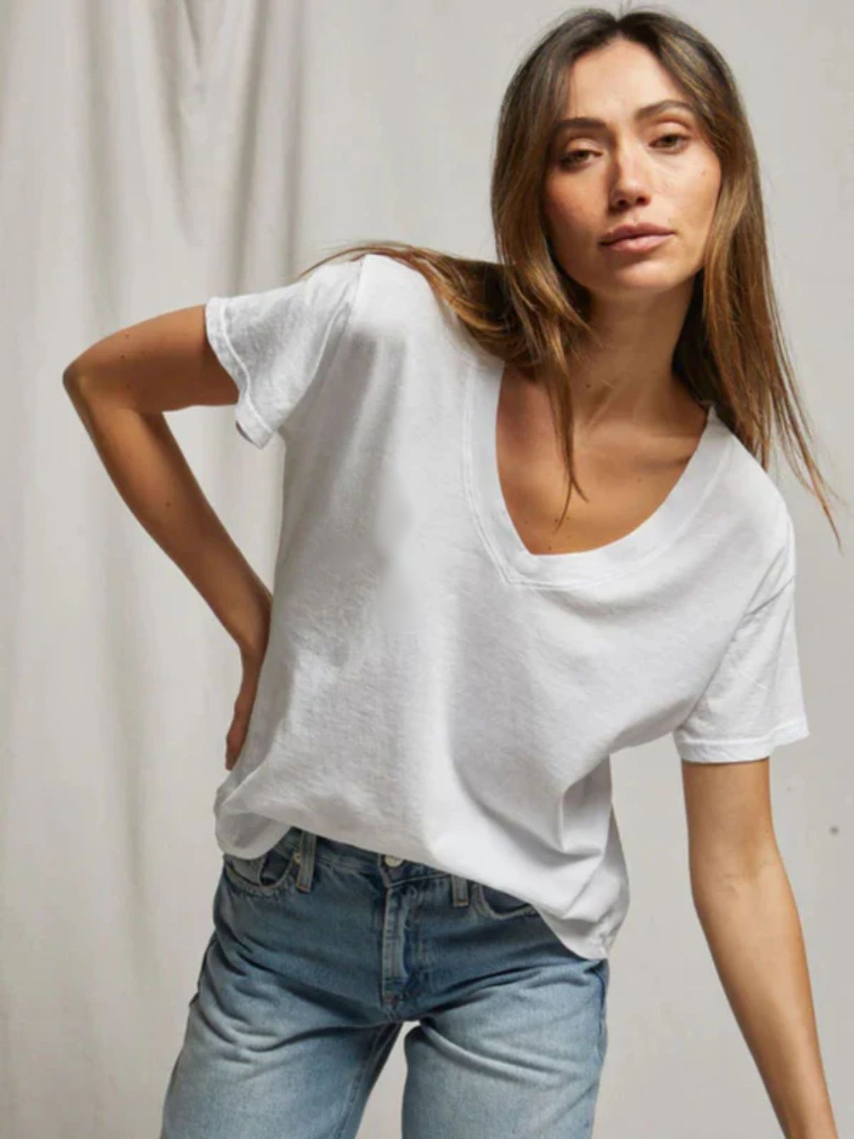 Perfect White Tees Hendrix Boxy Vneck Tee in White