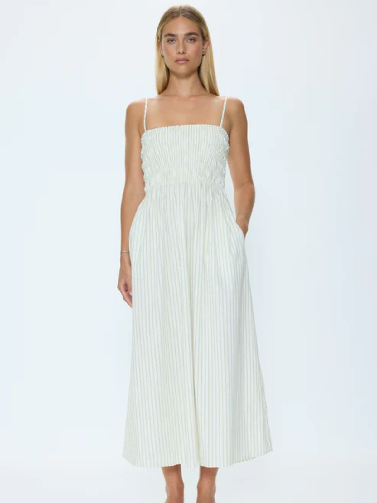 Pistola Bianca Dress in Sage Egret Stripe