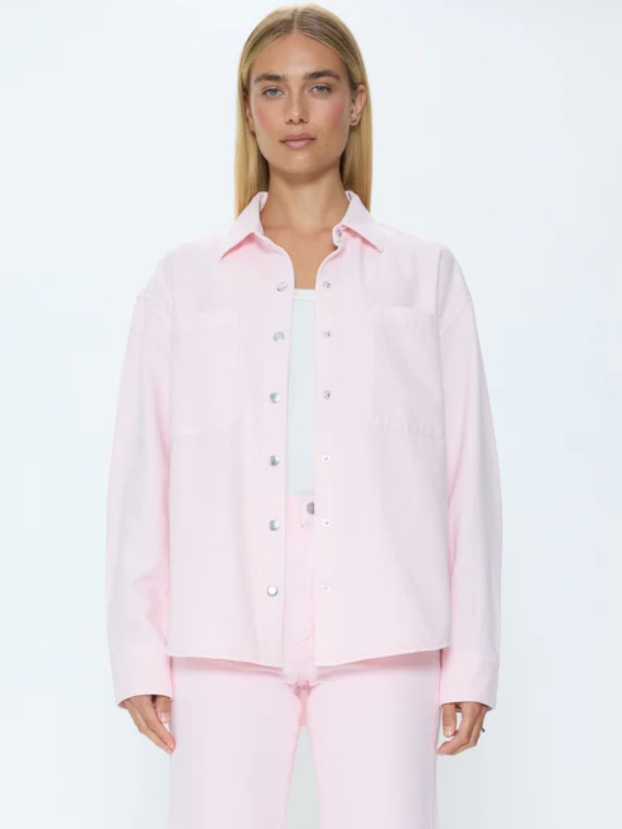 Pistola Elin Denim Shacket in Blush