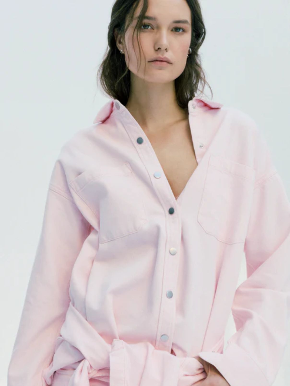 Pistola Elin Denim Shacket in Blush