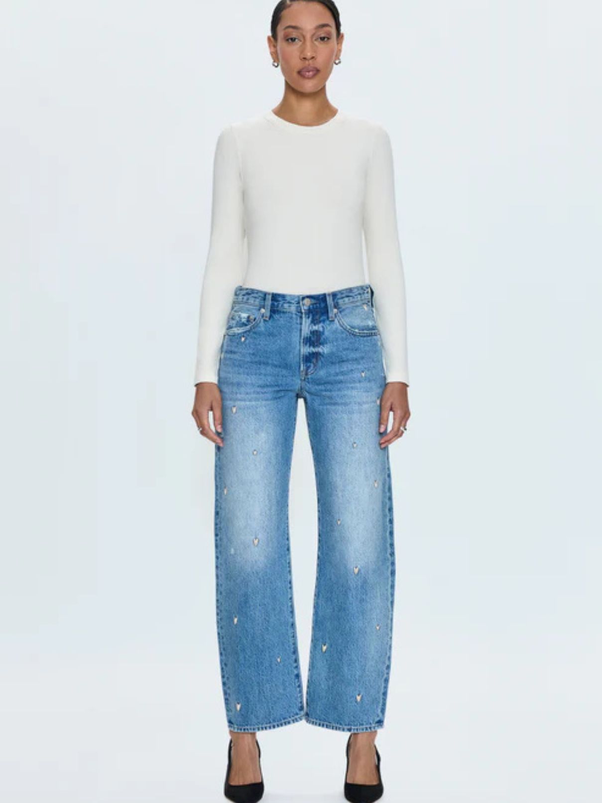 Pistola Lexi Mid Rise Bowed Straight Jean in Confetti Vintage