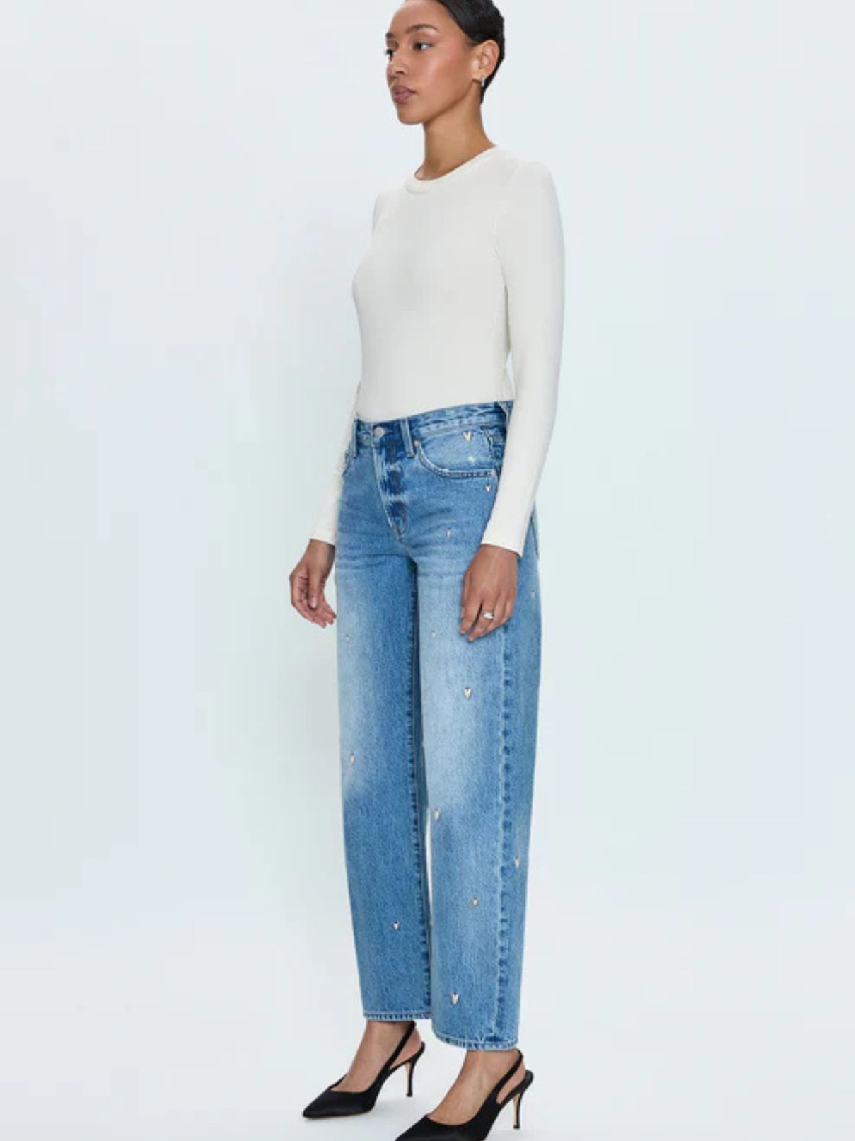Pistola Lexi Mid Rise Bowed Straight Jean in Confetti Vintage