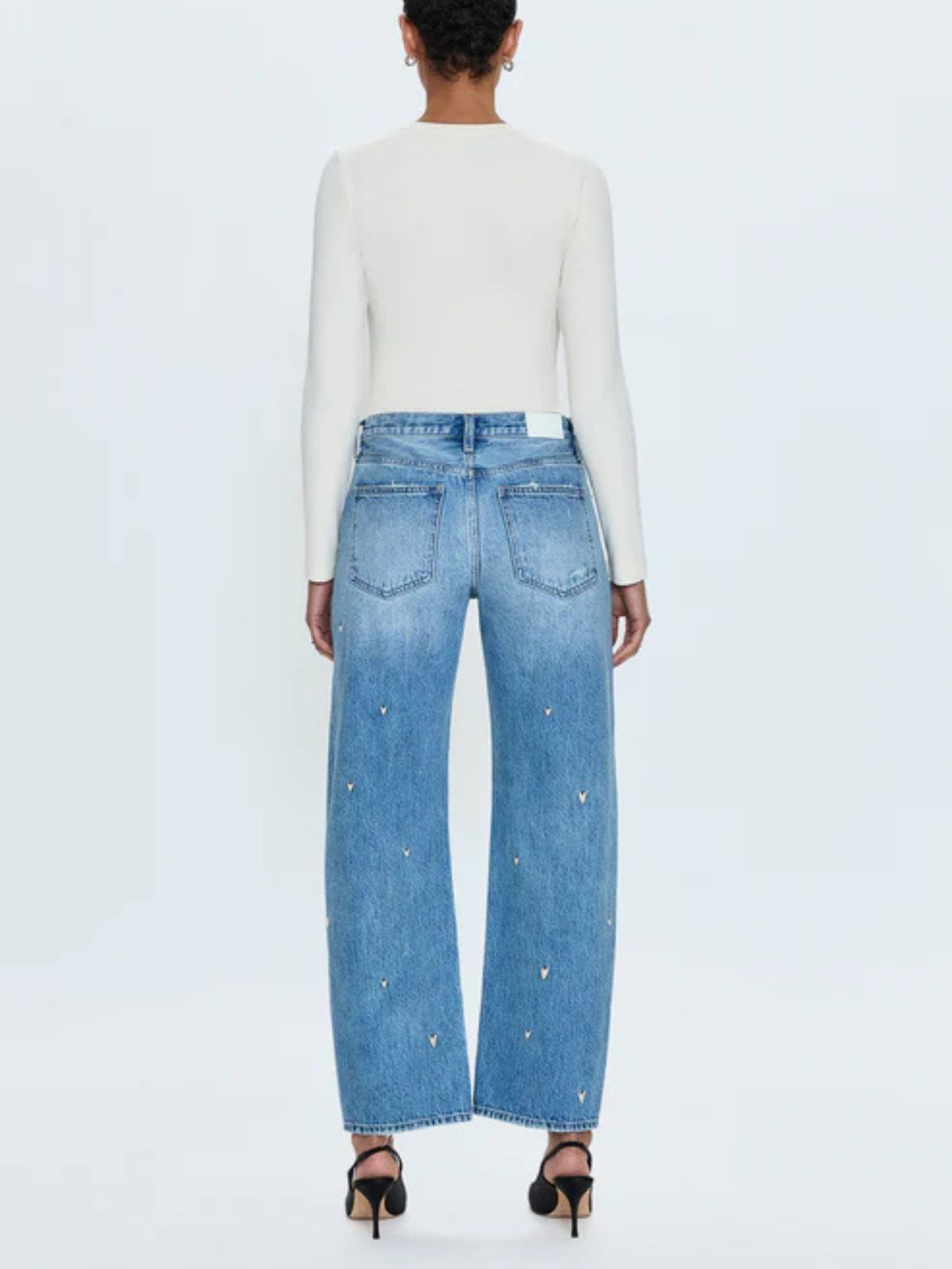 Pistola Lexi Mid Rise Bowed Straight Jean in Confetti Vintage