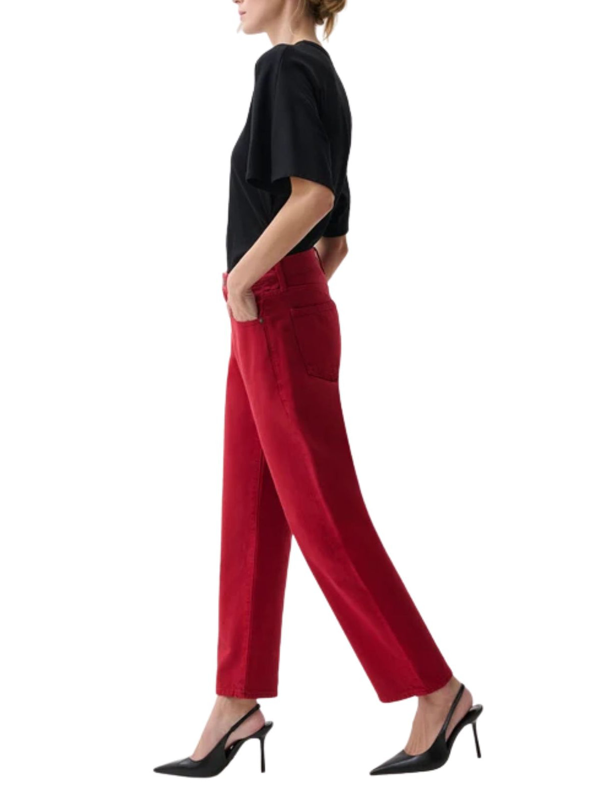 Pistola Lexi Mid Rise Bowed Straight Jeans in Savvy Redv