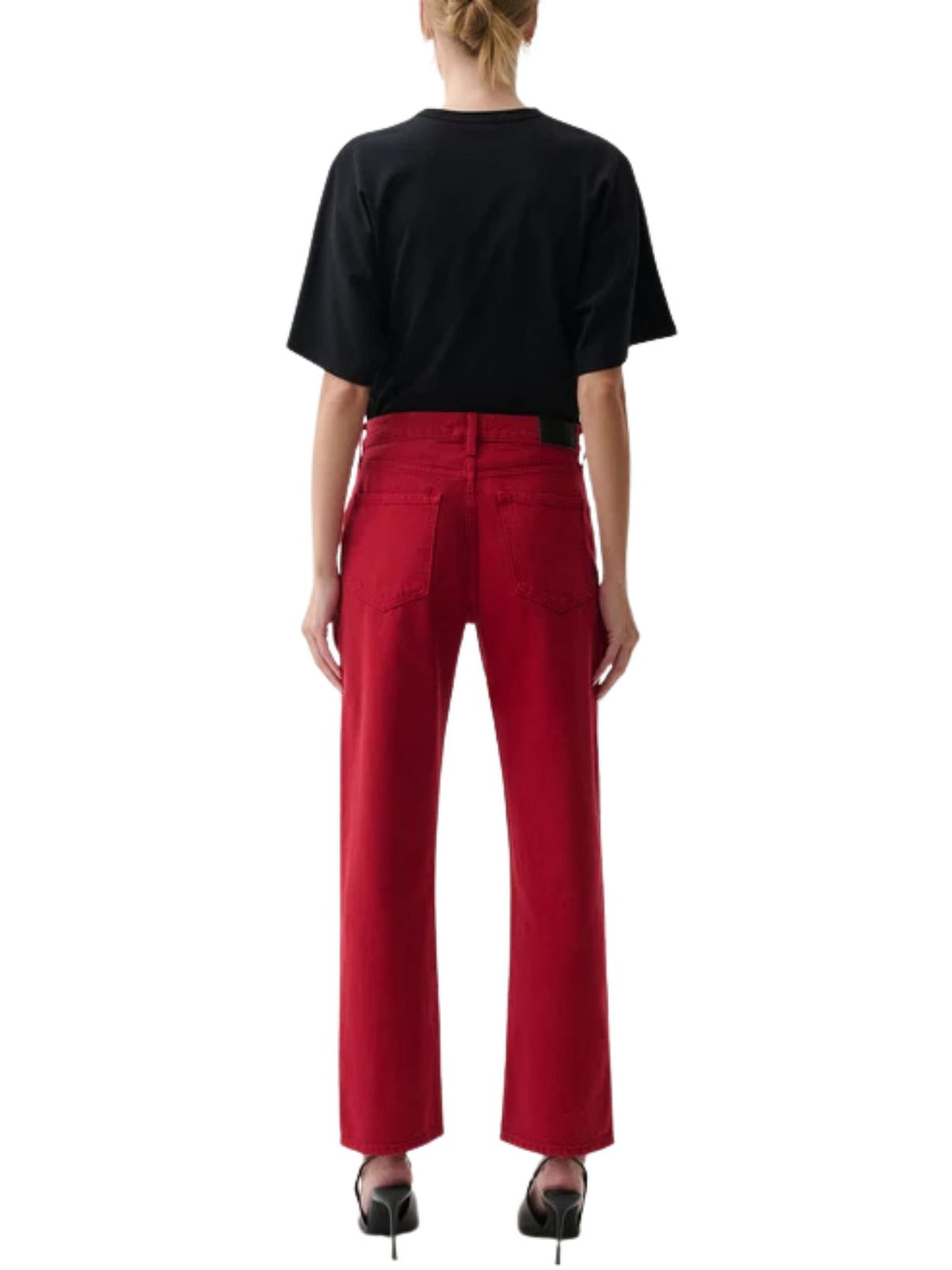 Pistola Lexi Mid Rise Bowed Straight Jeans in Savvy Redv