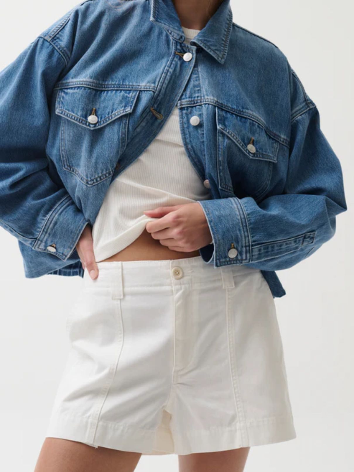 Pistola Mason White Jean Shorts